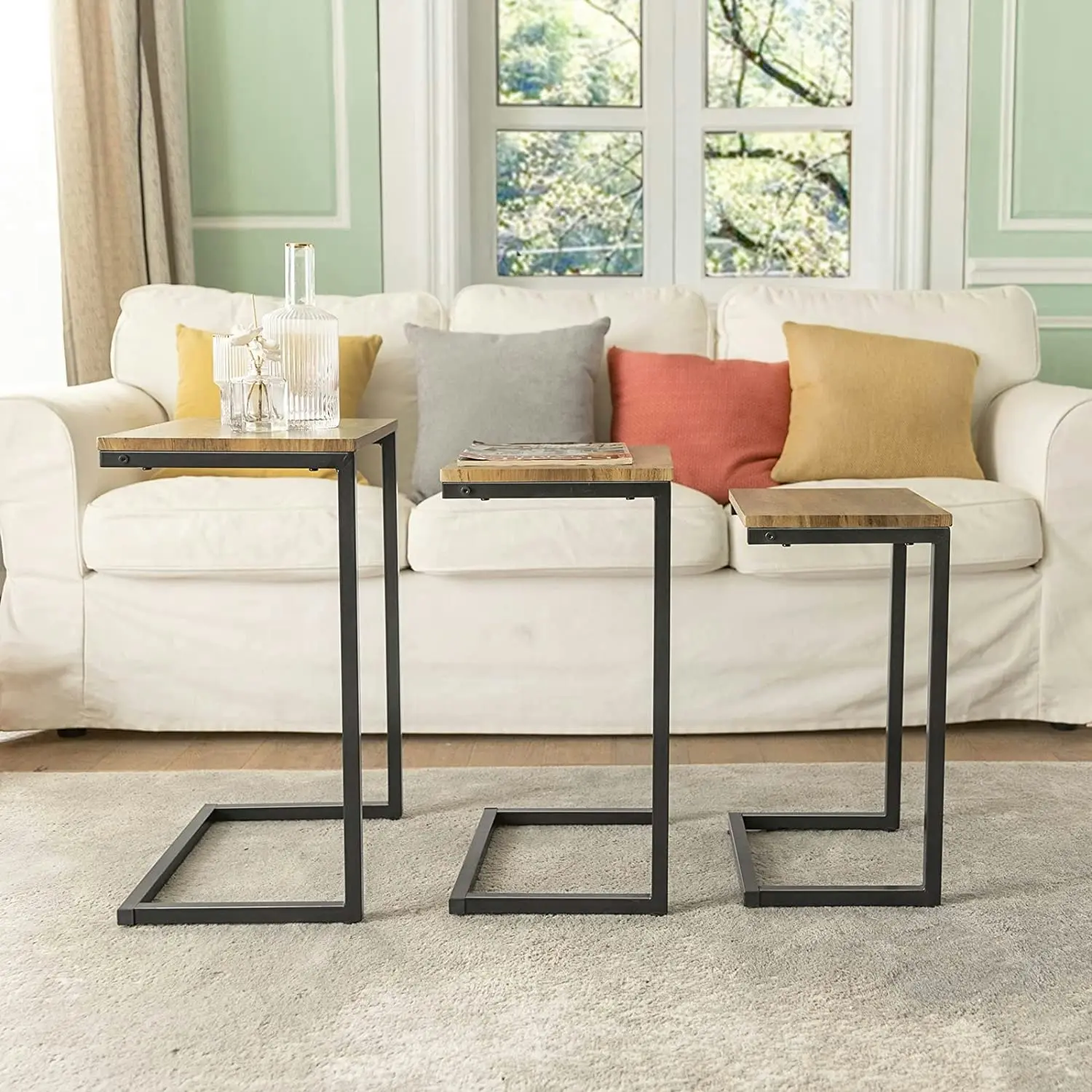 Set of 3 Industrial Style Nesting Side Tables