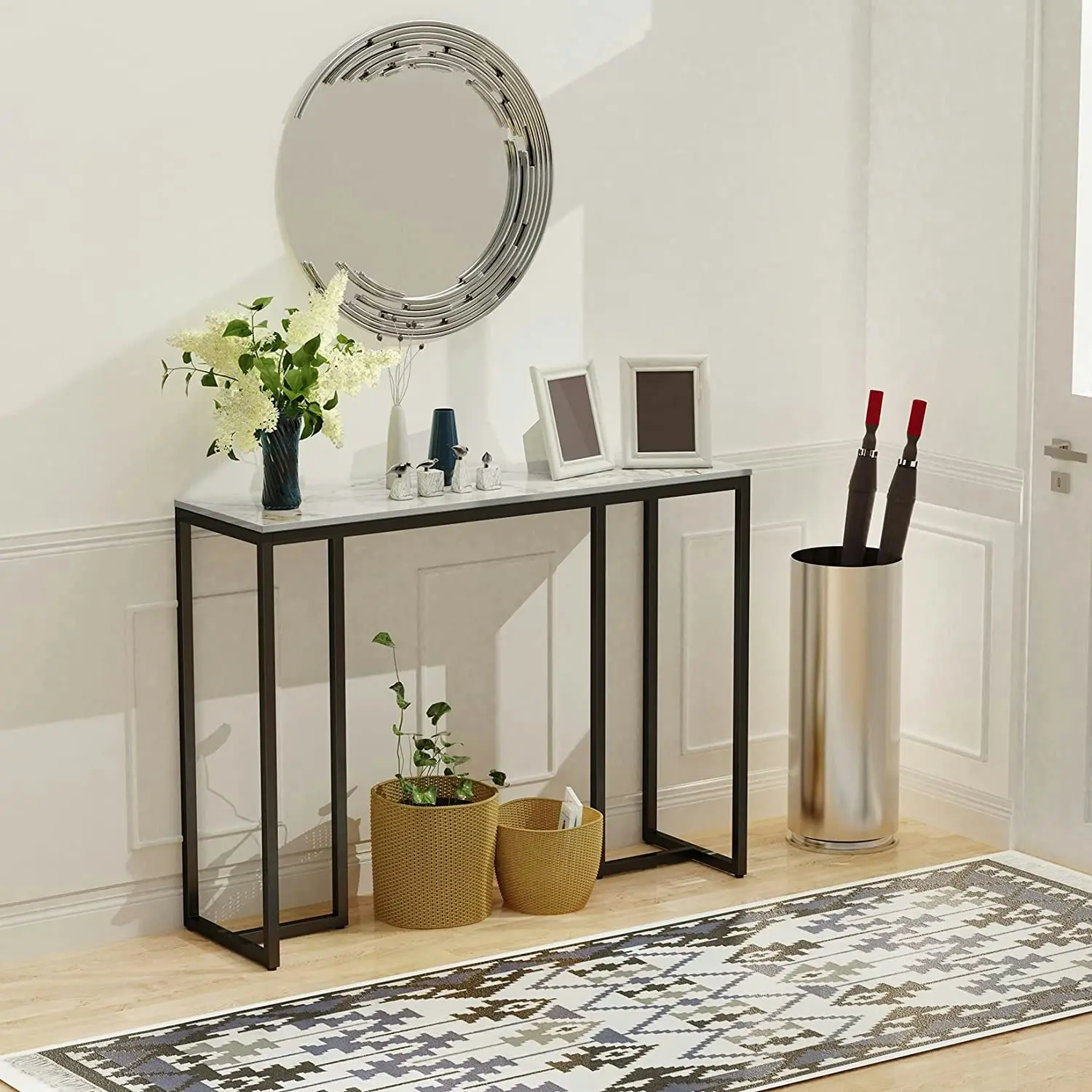 Slim Console table, Marble (White & Black)