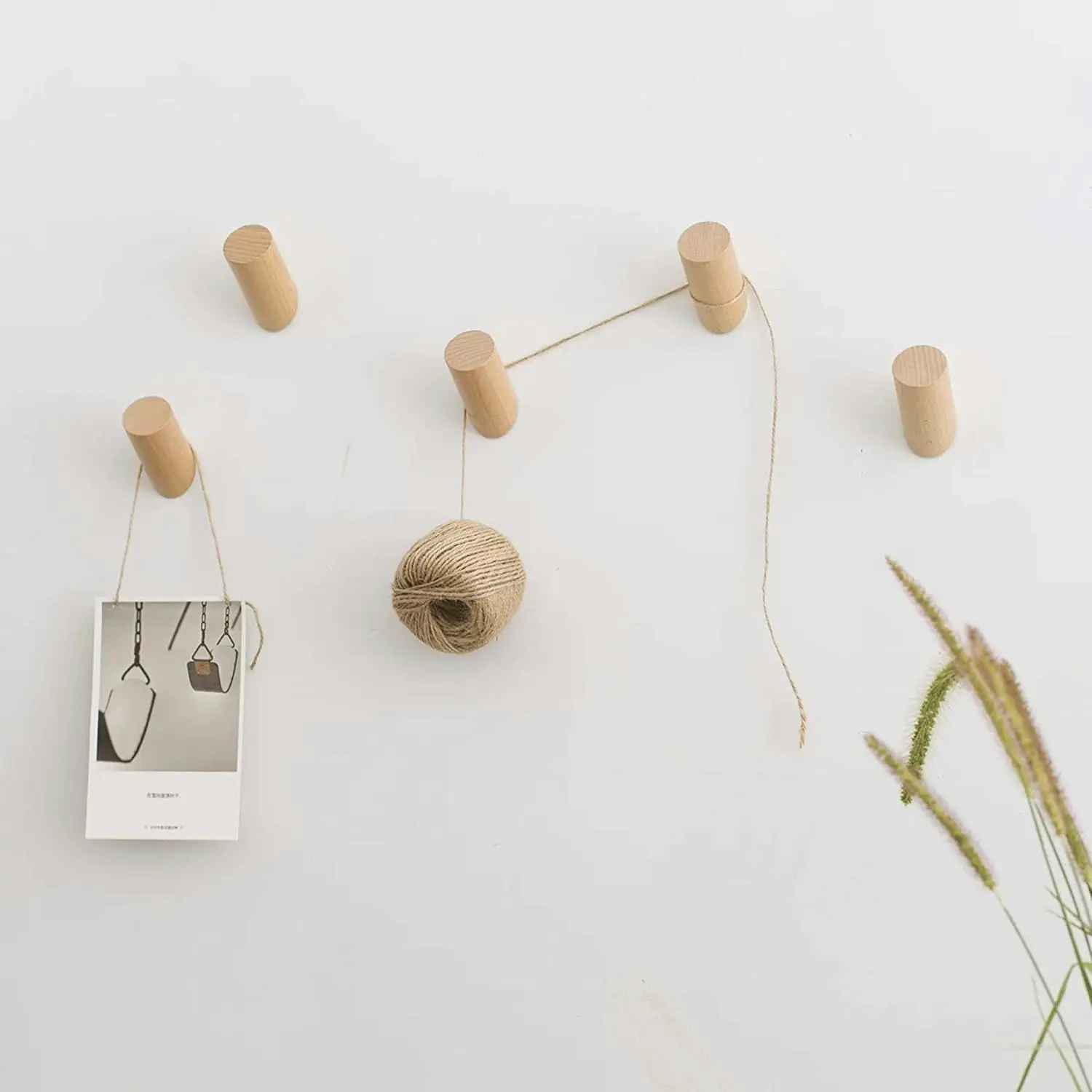 6 Pack Decorative Wood Wall Hooks (Beech)