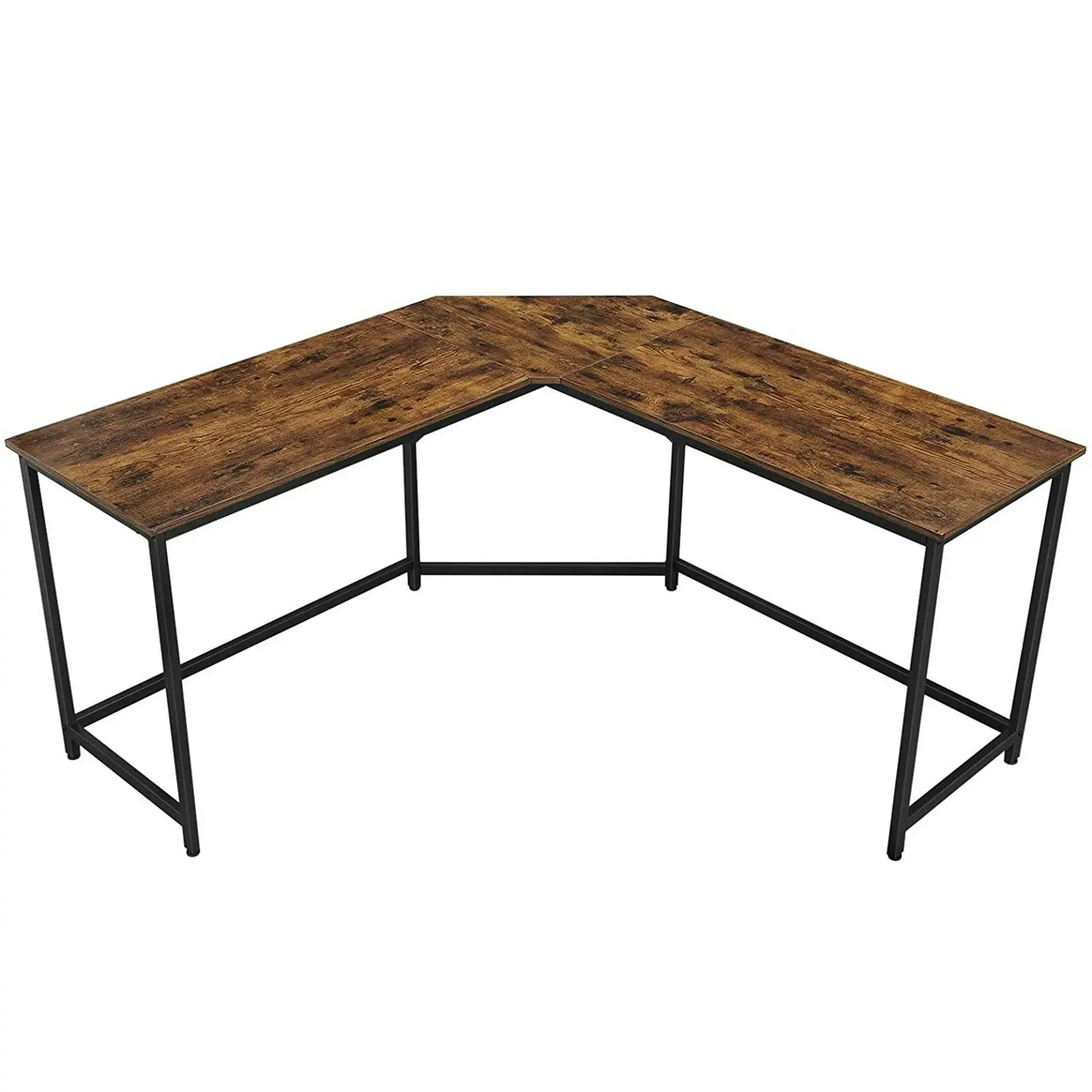 L-Shaped Computer Desk, Rustic Brown and Black