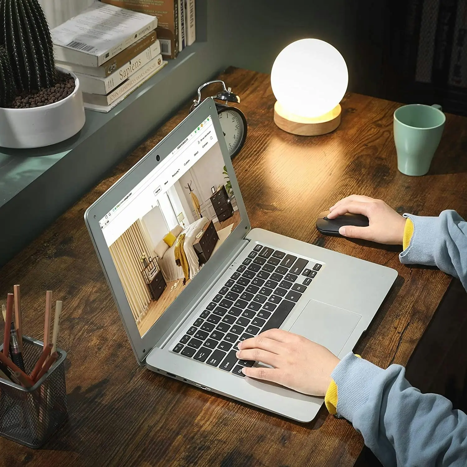 L-Shaped Computer Desk, Rustic Brown and Black