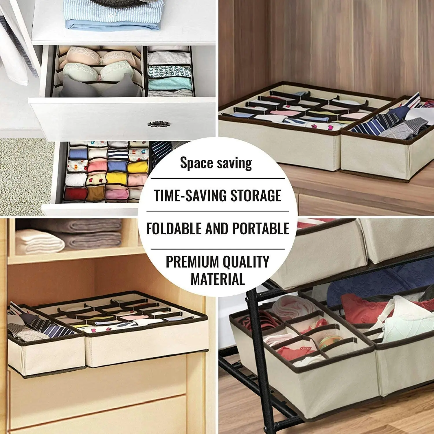 Clothes Drawer Dividers 4 Set Underwear Organisers Wardrobe Organizer Foldable Closet Organizer