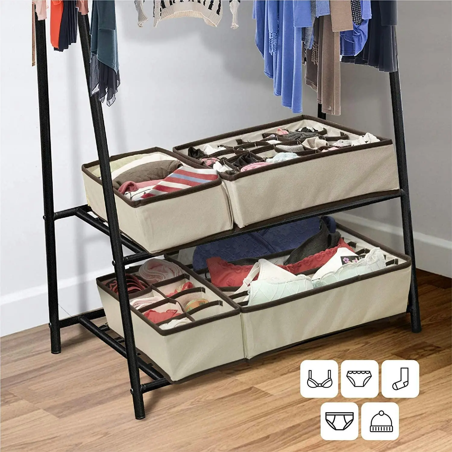 Clothes Drawer Dividers 4 Set Underwear Organisers Wardrobe Organizer Foldable Closet Organizer