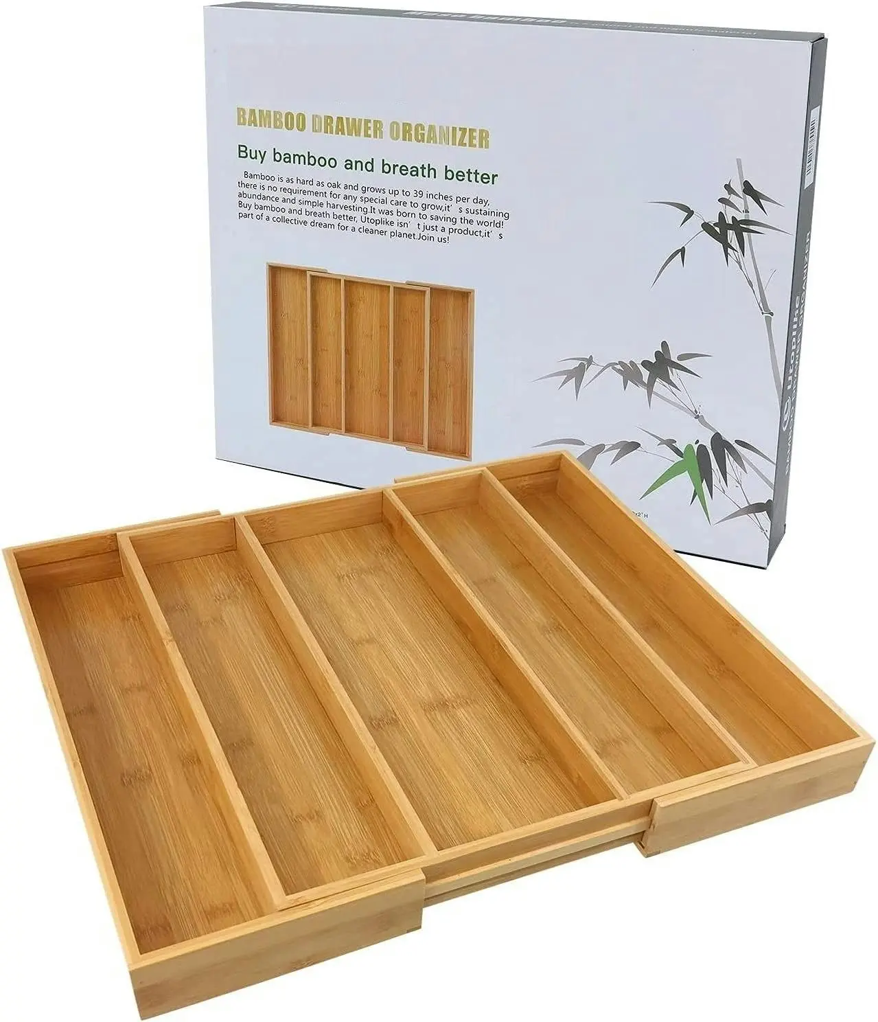 Bamboo Expandable Kitchen Drawer Organizer