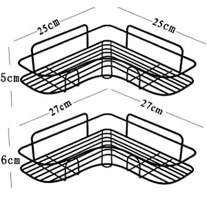 Corner Shower Shelf with Hooks (Matte Black)