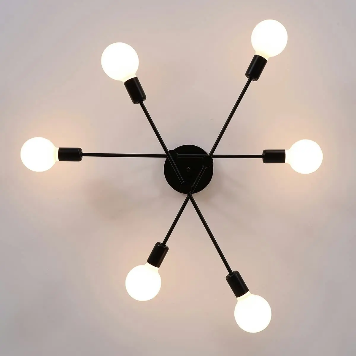 6 Lights, Mid Century Modern Lamp (Black)