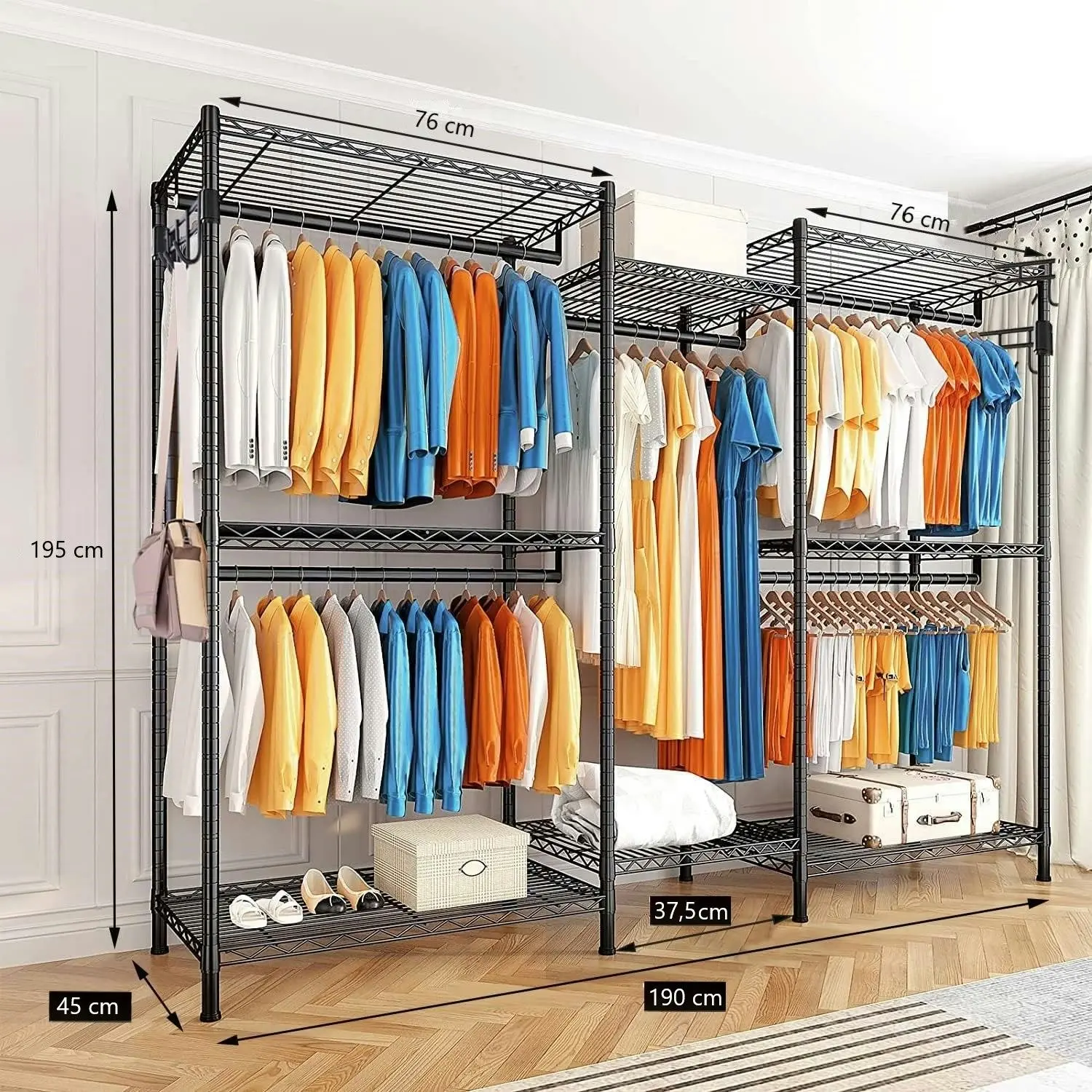 Clothes Rack Wire Garment Rack Heavy Duty Hanging Closet Armoire Storage Rack