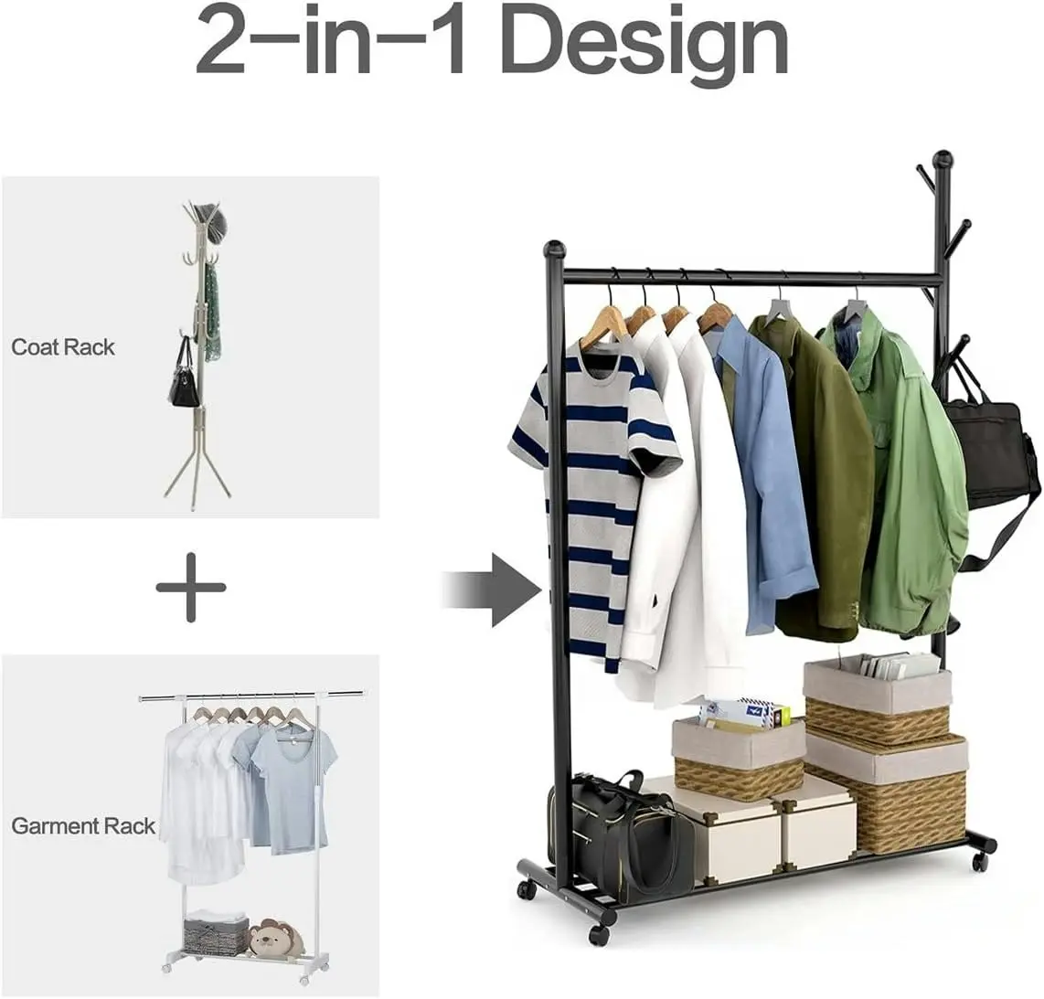 Clothes Rack Hanging Garment Coat Freestanding Hanger Bedroom