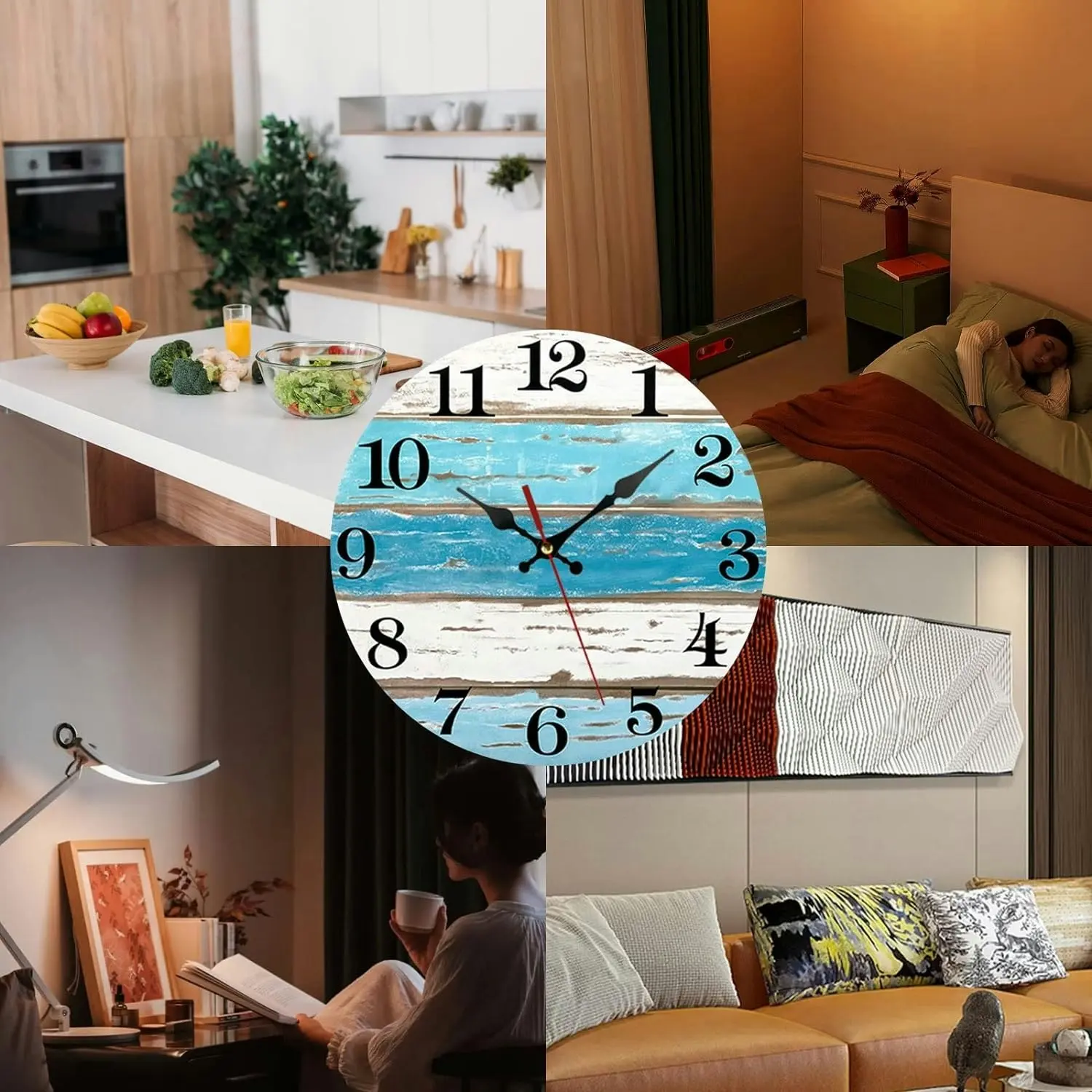 Wall Clock Silent, Quartz Battery Round Easy Read