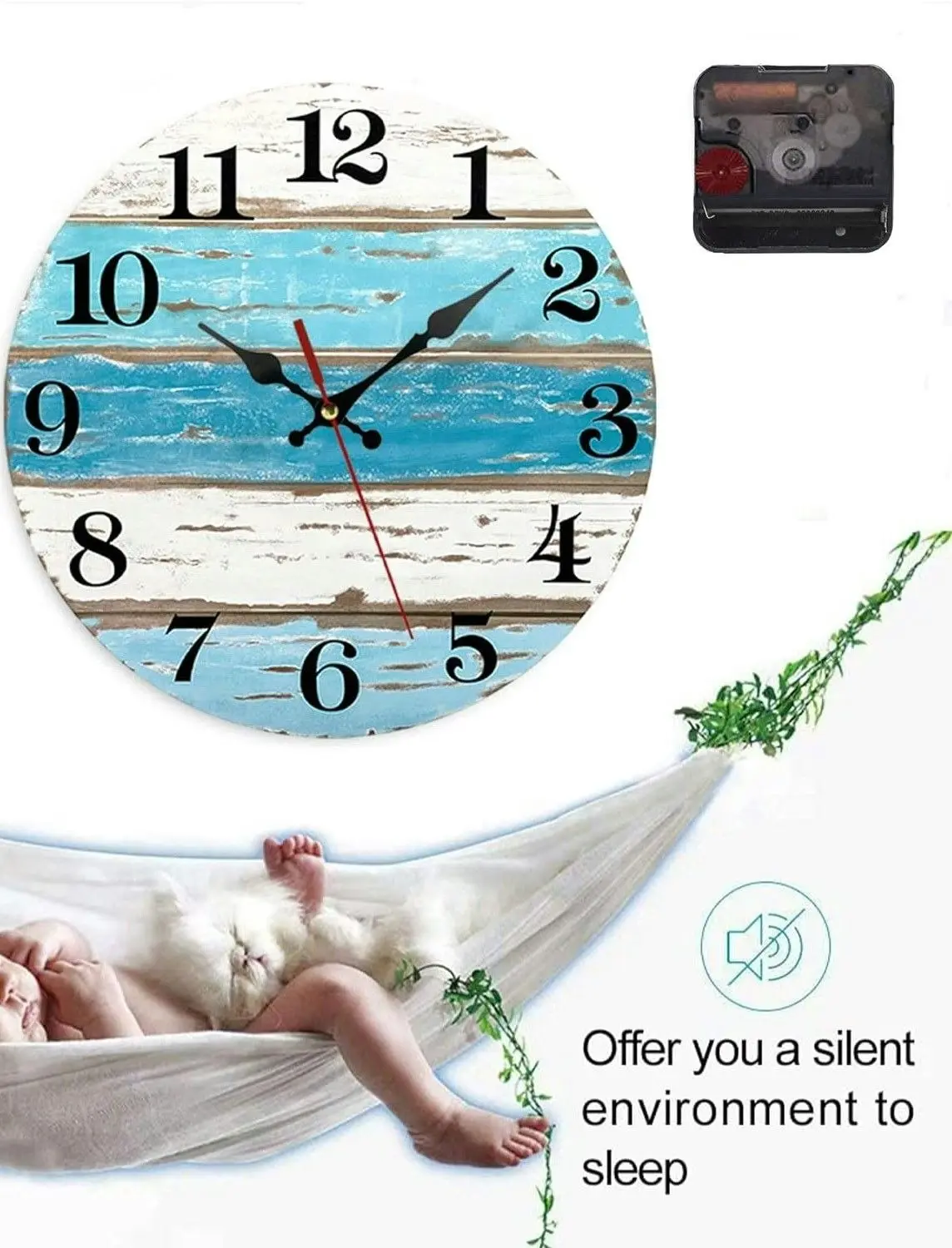 Wall Clock Silent, Quartz Battery Round Easy Read