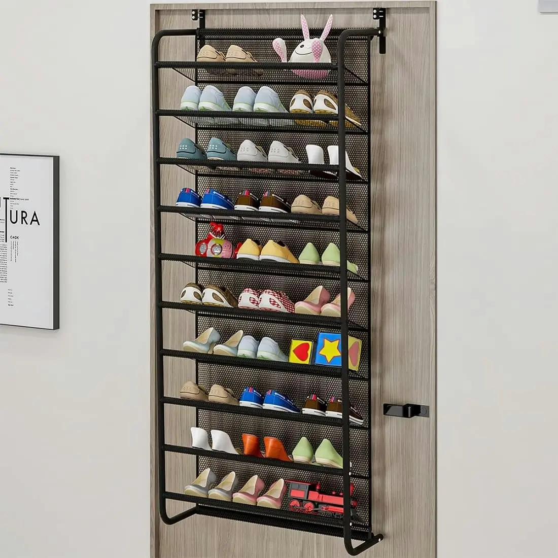 10-Tier Over Door Shoe Rack Wall Mount Storage Shelf Closet Entryway