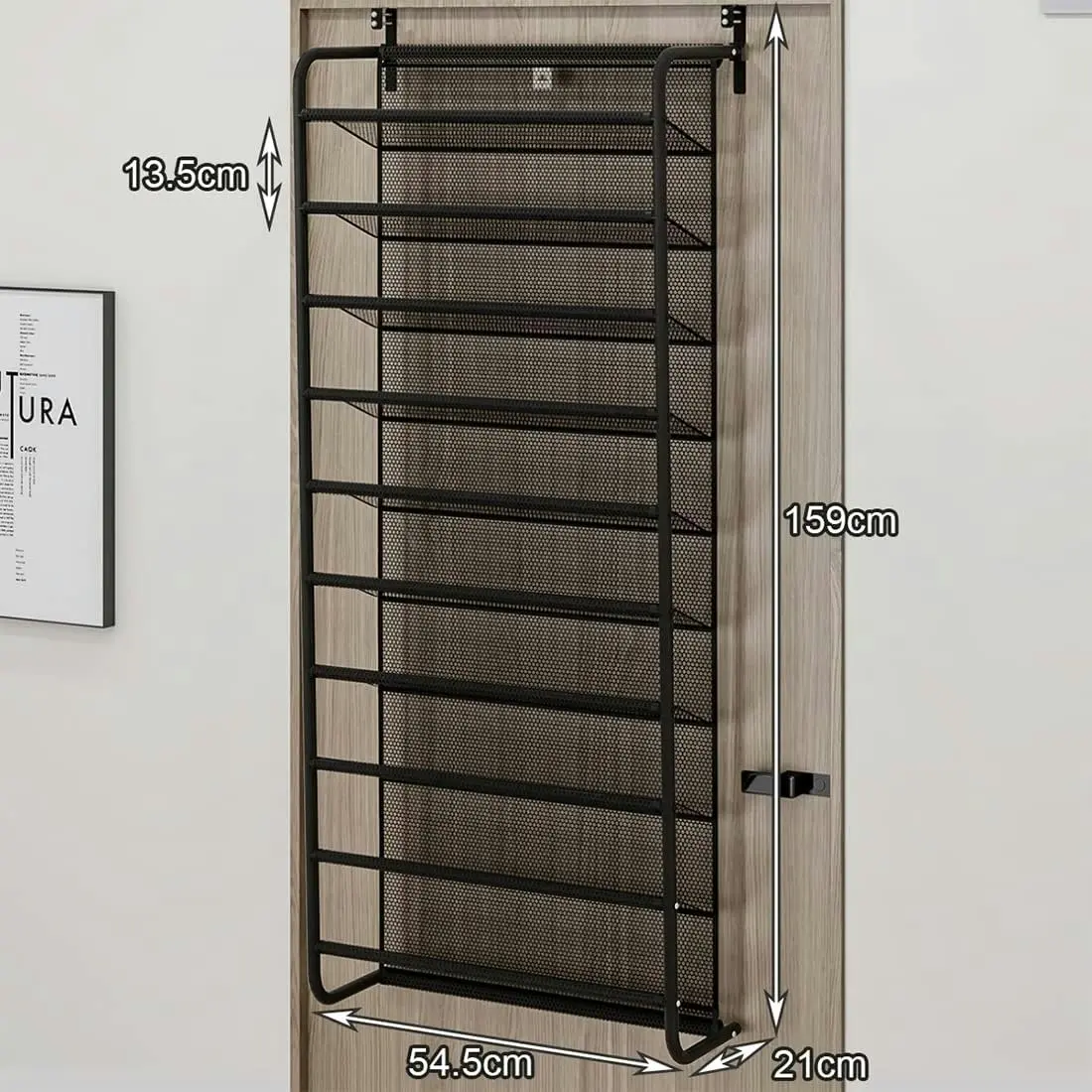 10-Tier Over Door Shoe Rack Wall Mount Storage Shelf Closet Entryway