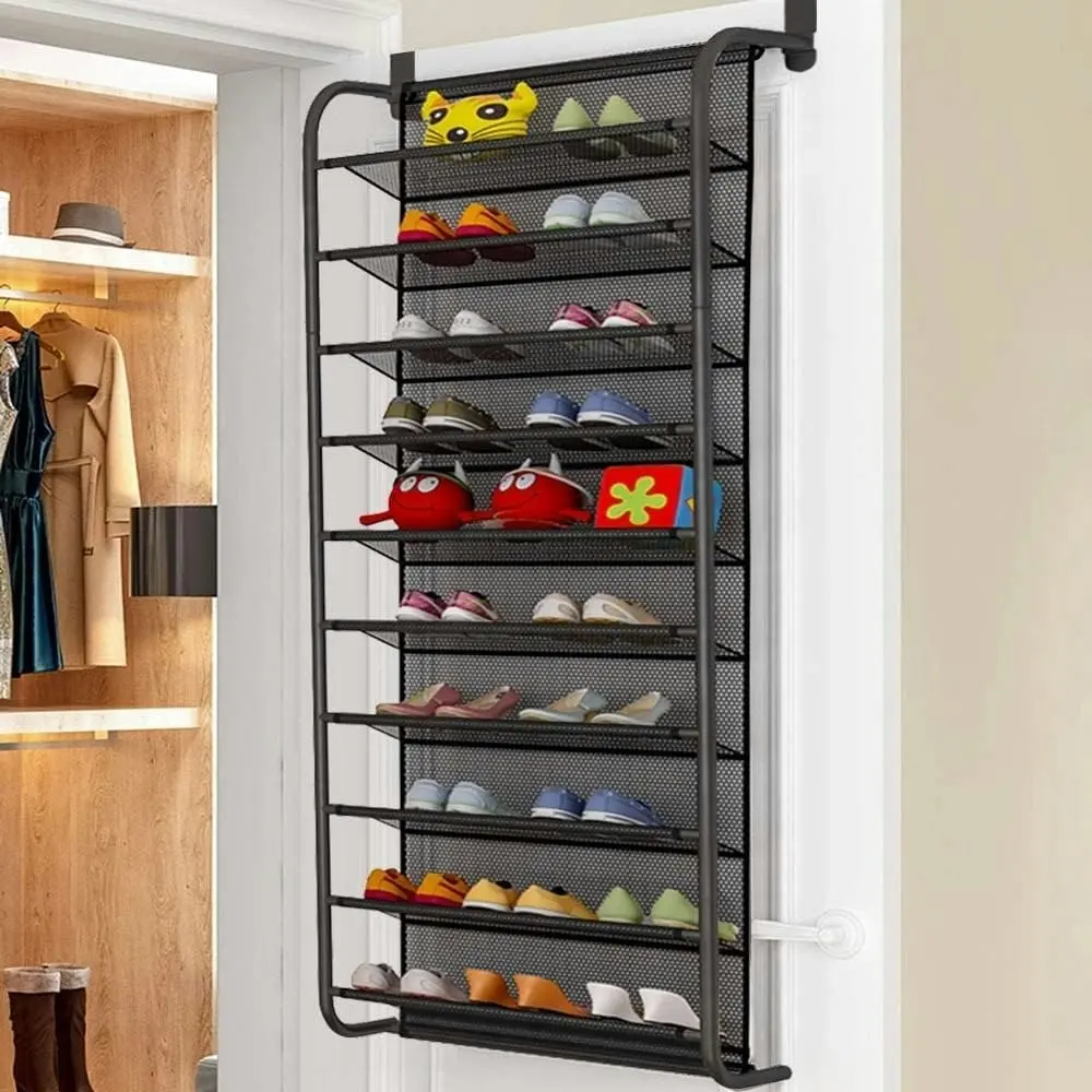 10-Tier Over Door Shoe Rack Wall Mount Storage Shelf Closet Entryway