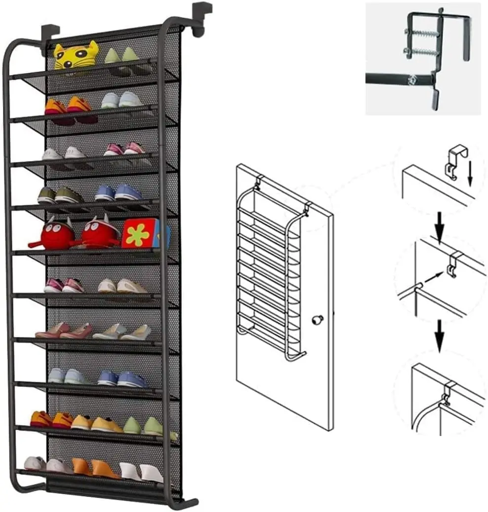 10-Tier Over Door Shoe Rack Wall Mount Storage Shelf Closet Entryway