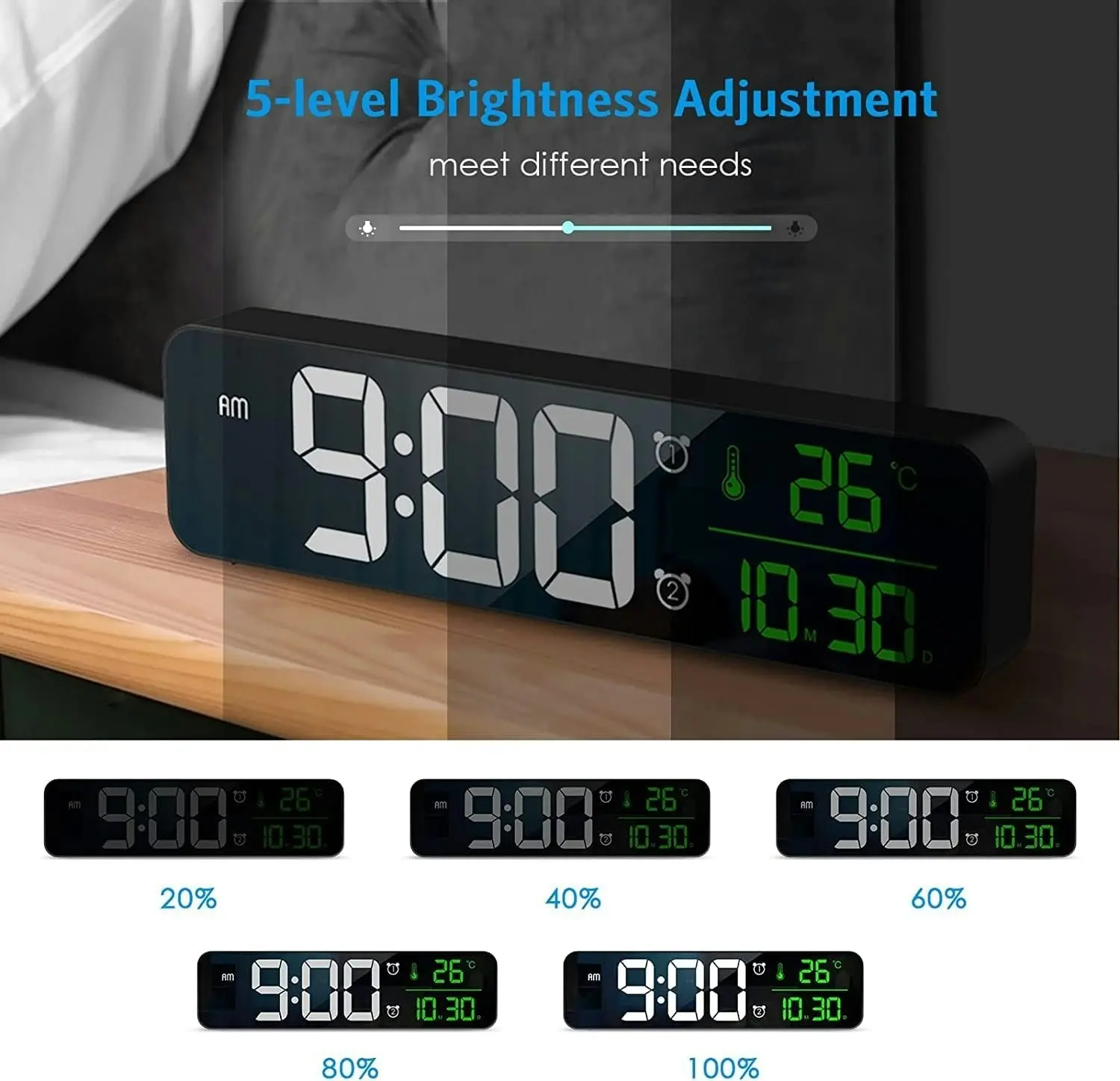 Digital Wall Clock Large Display LED Mirror Clock