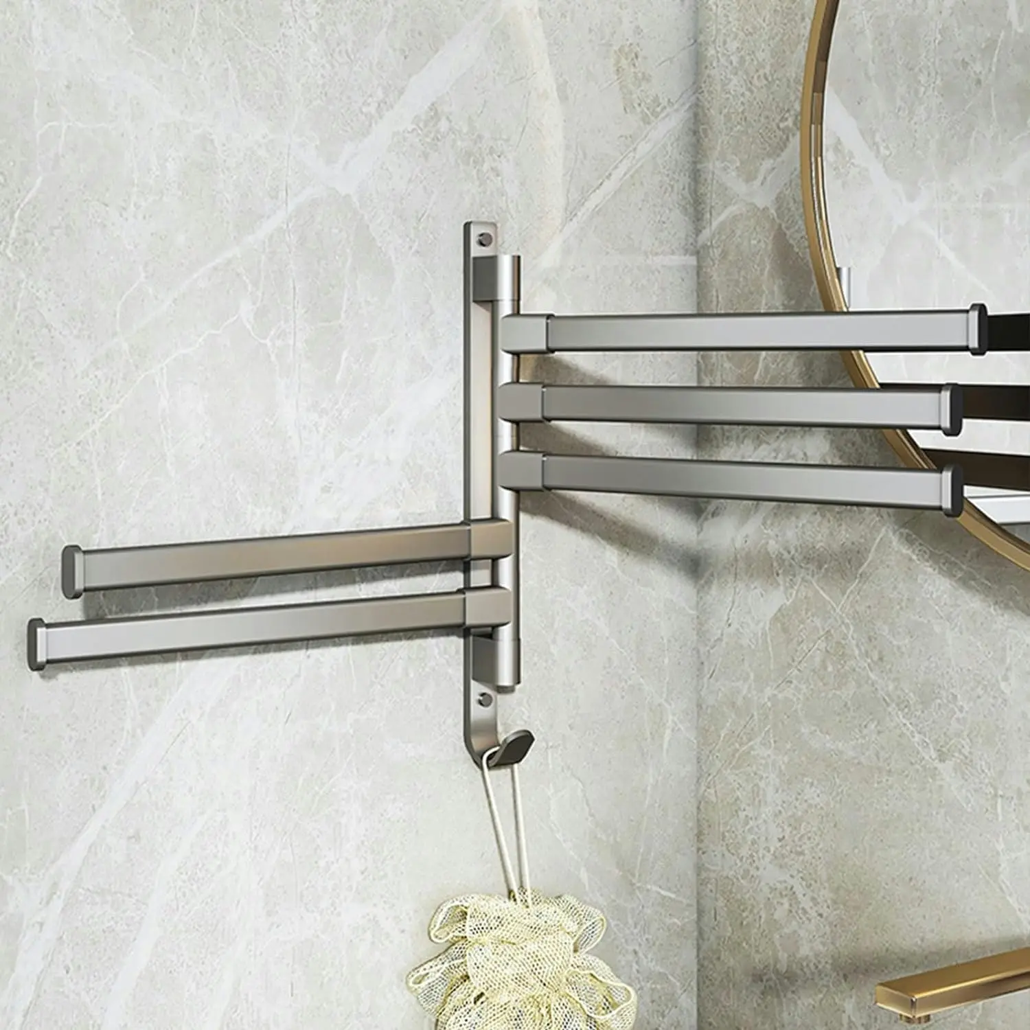 5-Tier Swivel Towel Rail Stainless Steel Rotary Rack