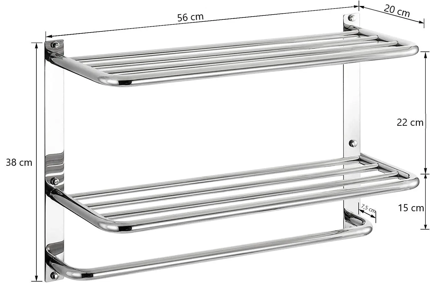 Bathroom Towel Rack 3-Tier, Stainless Steel