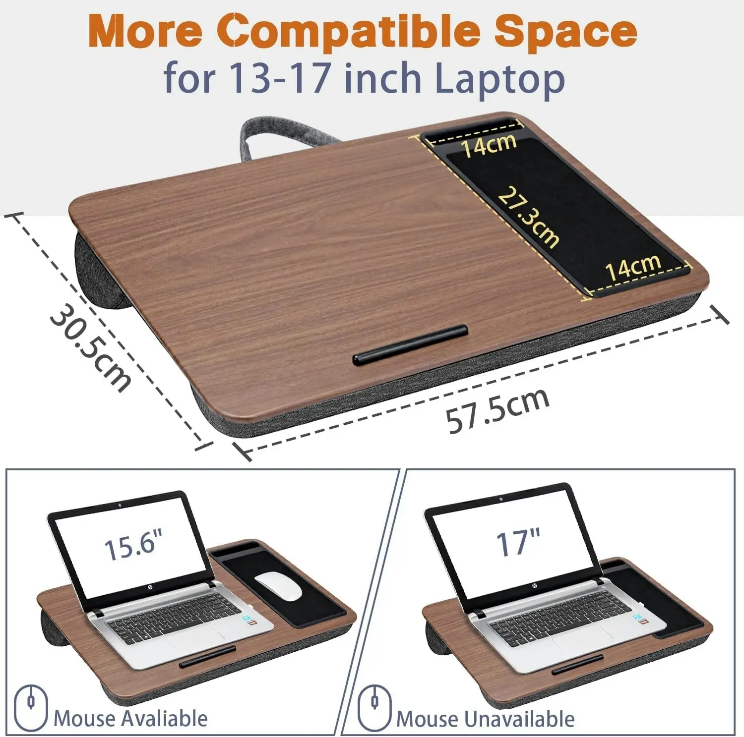 Laptop Lap Desk 15.6" Notebook Home Office Wood Grain Color