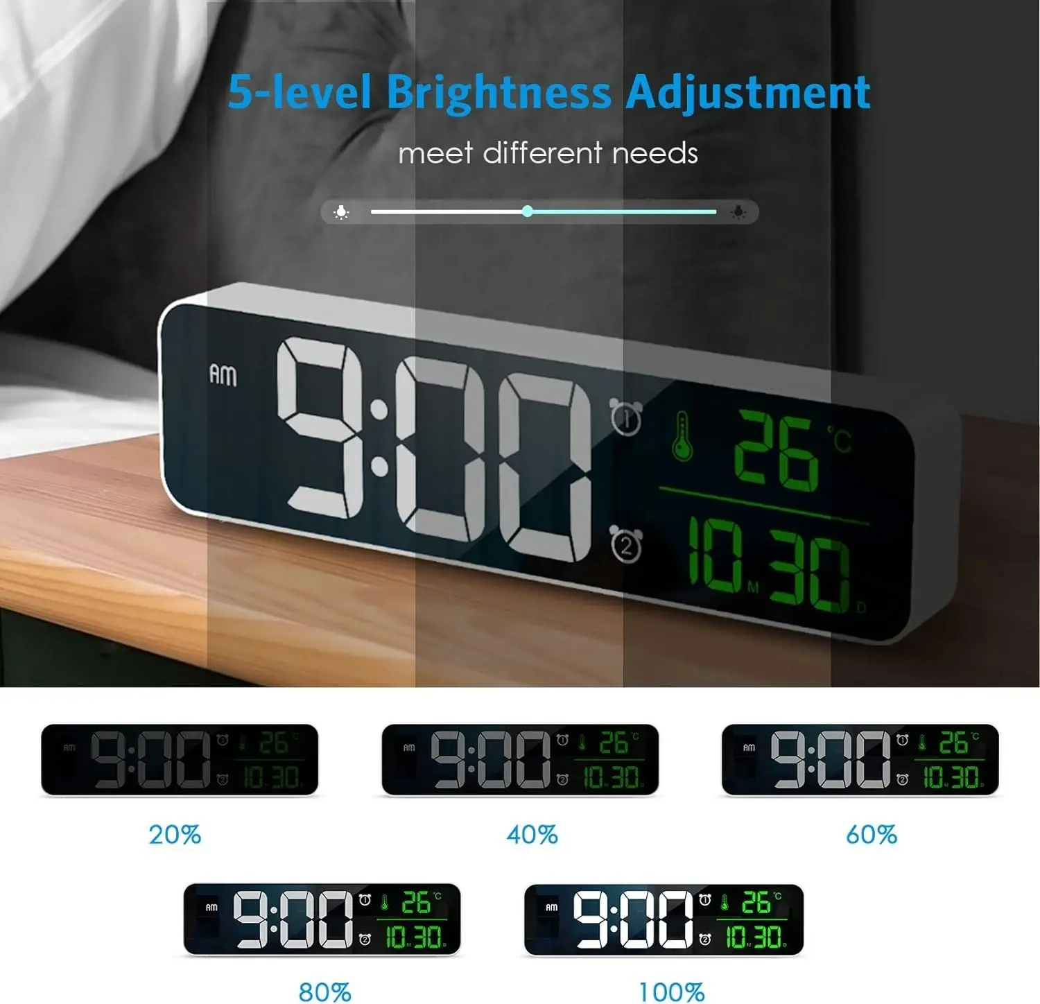 Digital Wall Clock Large LED Display