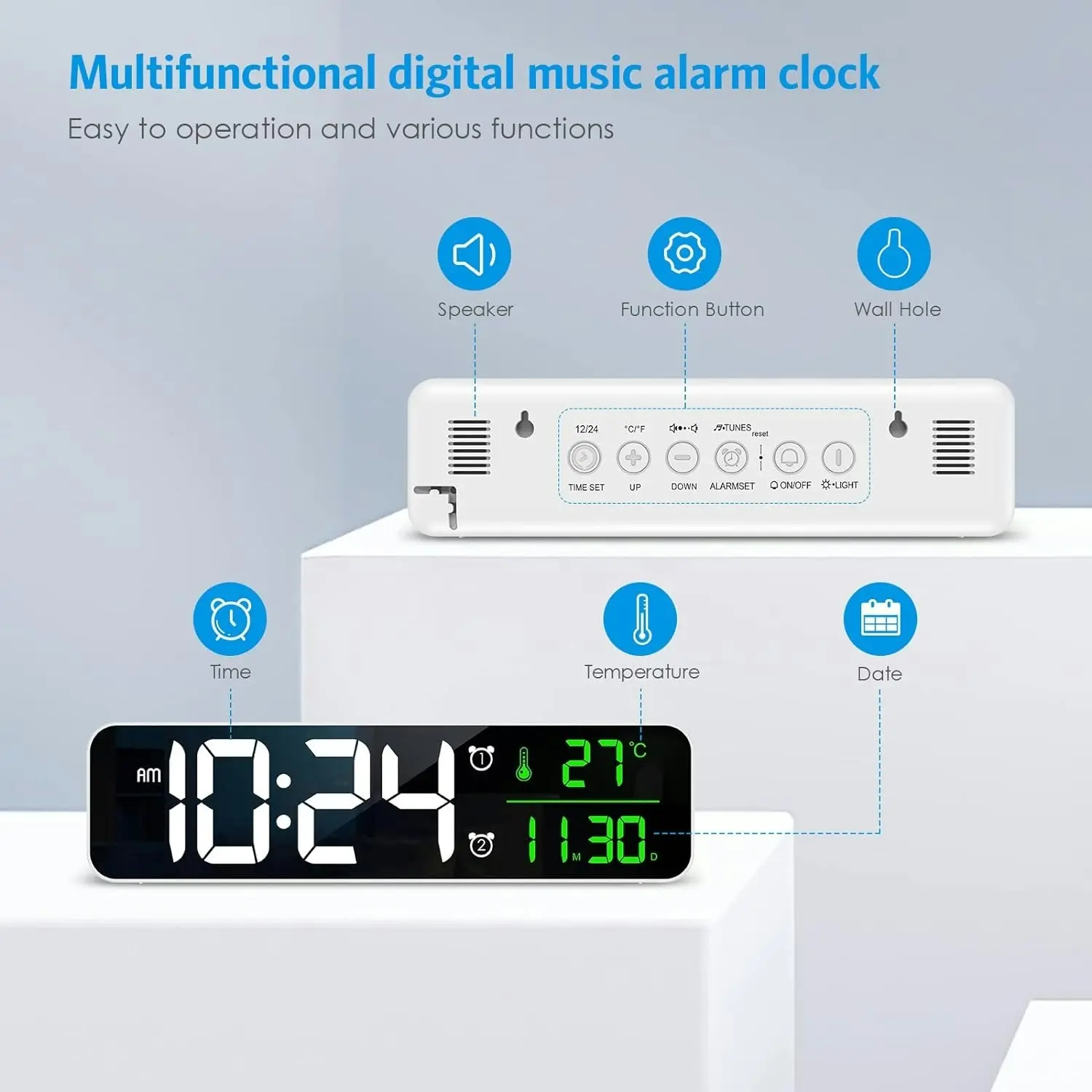 Digital Wall Clock Large LED Display