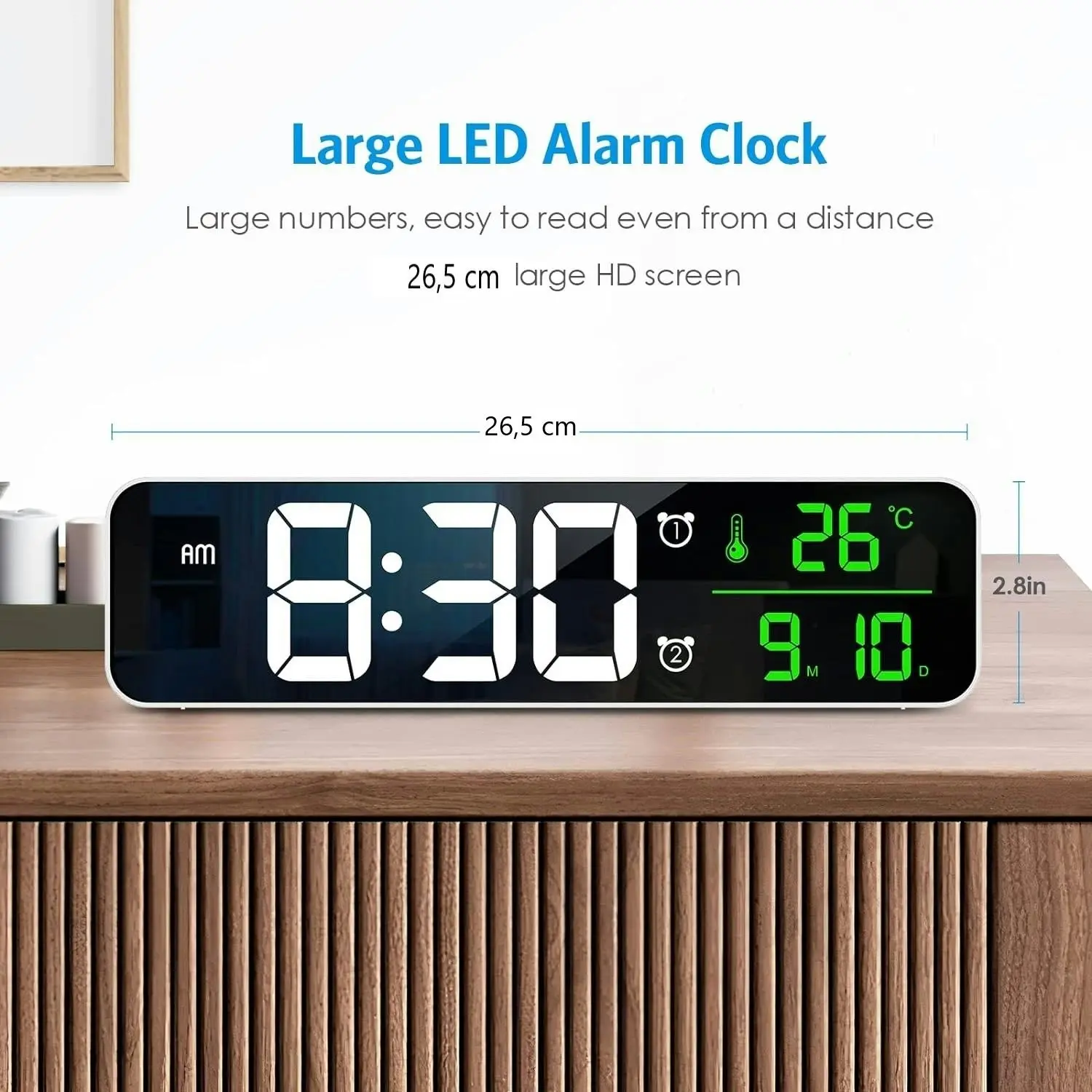 Digital Wall Clock Large LED Display