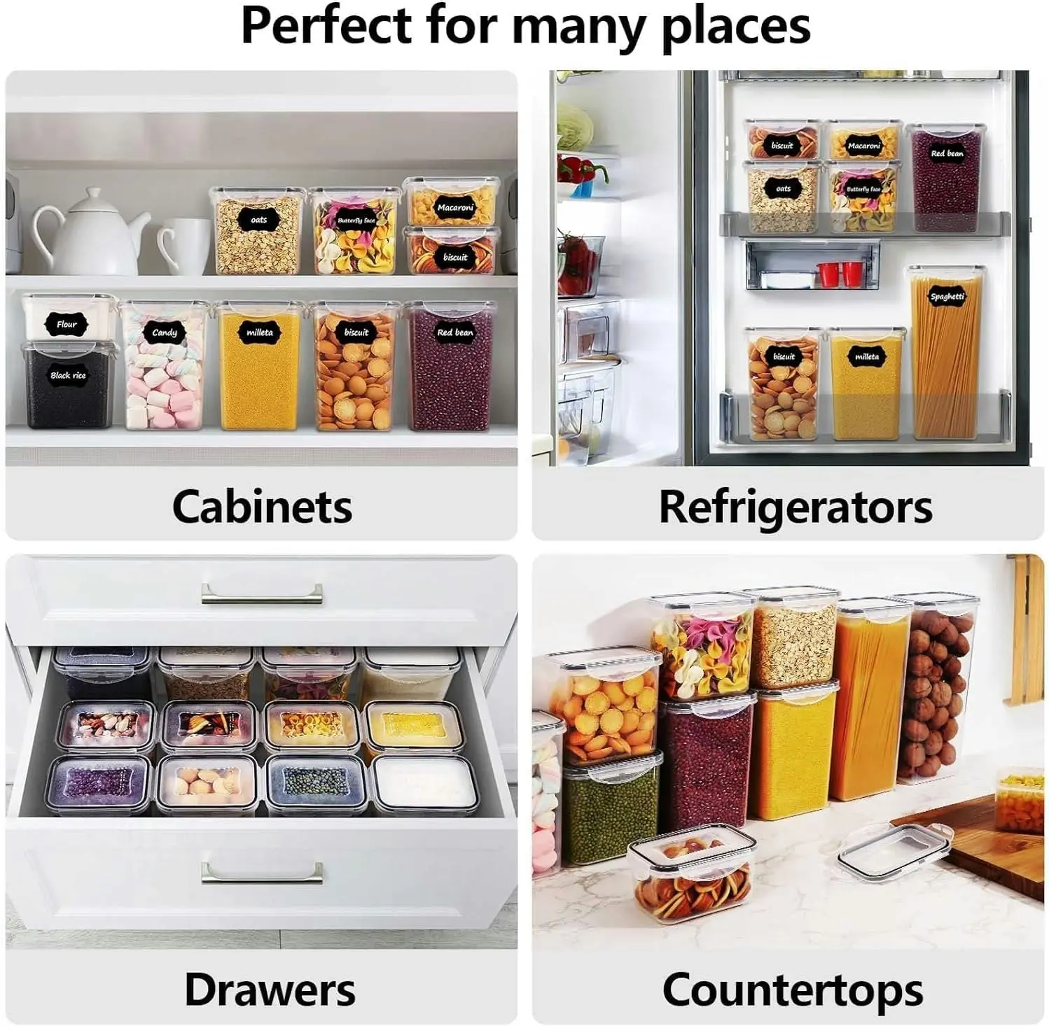 16-Pack Airtight Food Storage Containers Set Pantry Organiser