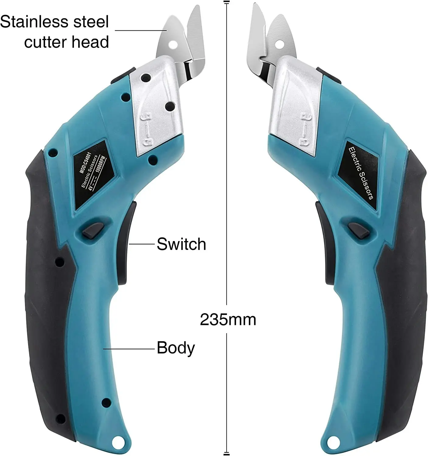 Cordless Power Scissors Rechargeable Shears Cutting Tool for Fabric Cardboard Leather Felt