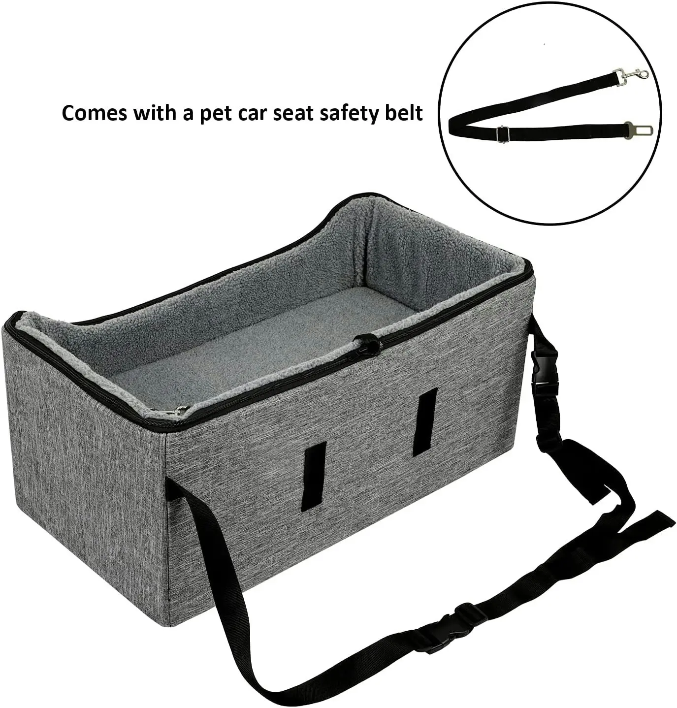 Booster Car Seat with Pet Bed (Large, Grey)