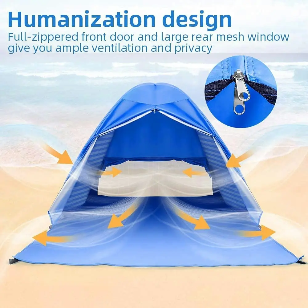 Easy Pop Up Beach Tent 2-3 Person Sun Shelter, Lightweight Family Beach Shade UPF 50+ Anti UV