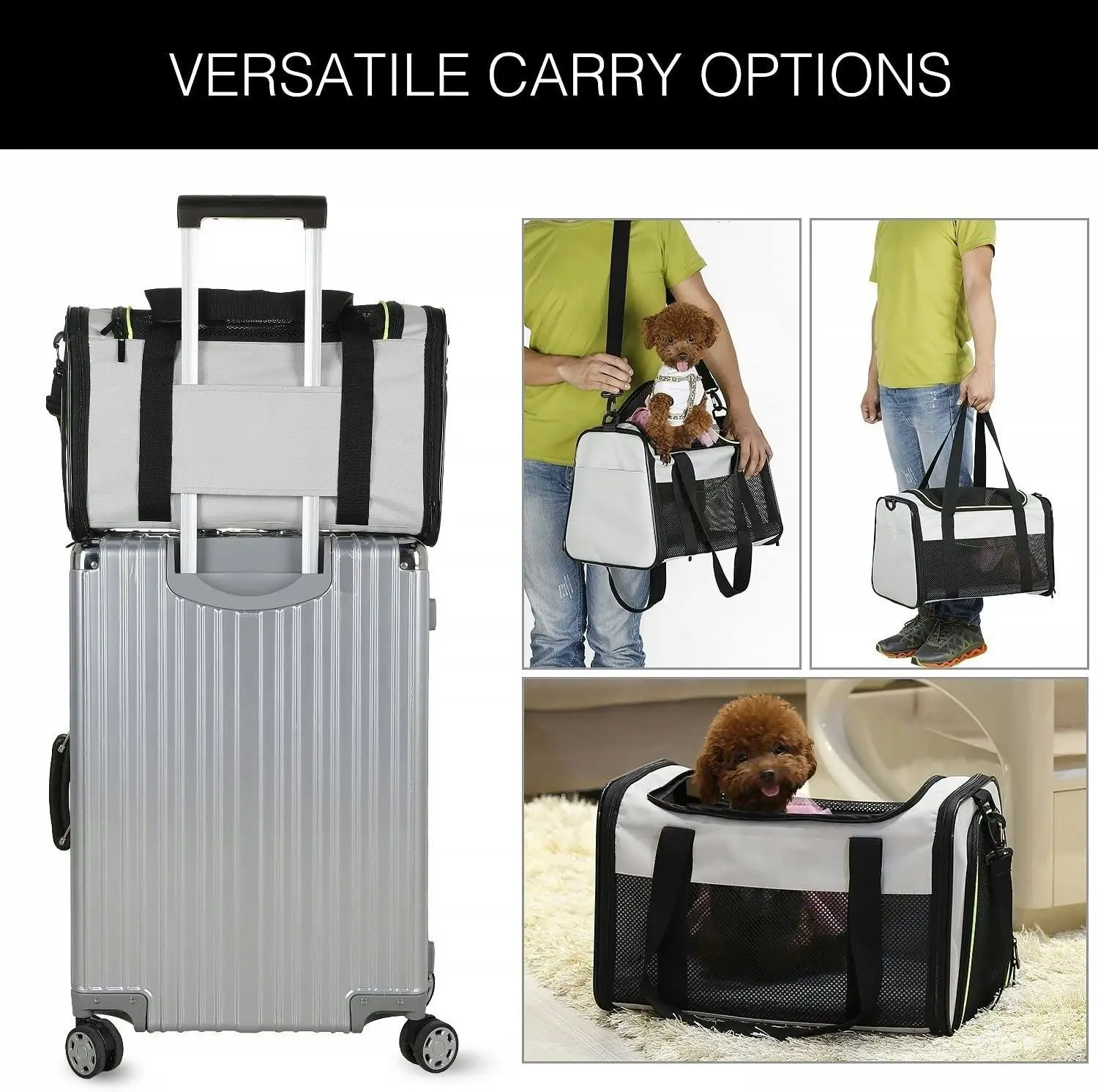 Airline Approved Pet Carriers (Medium, Grey)