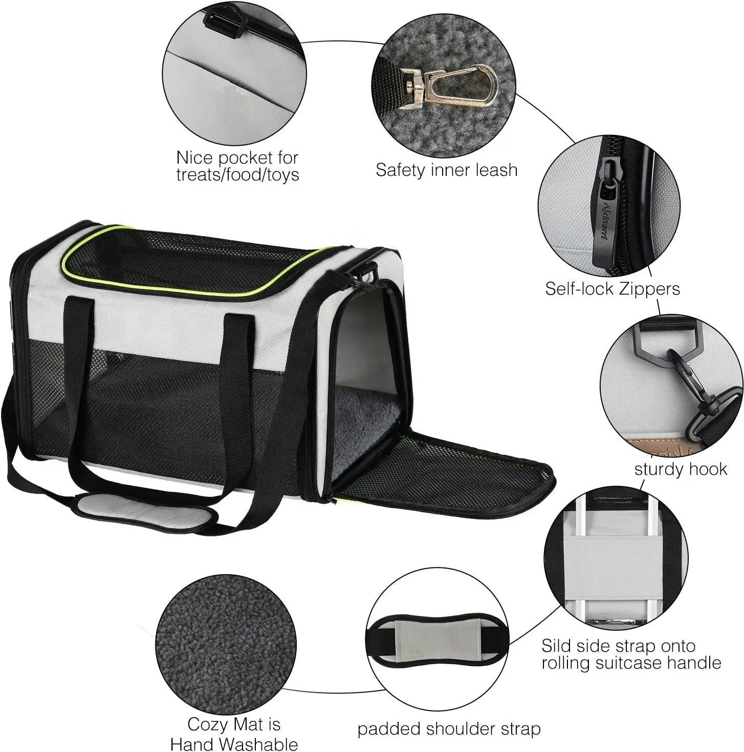 Airline Approved Pet Carriers (Medium, Grey)