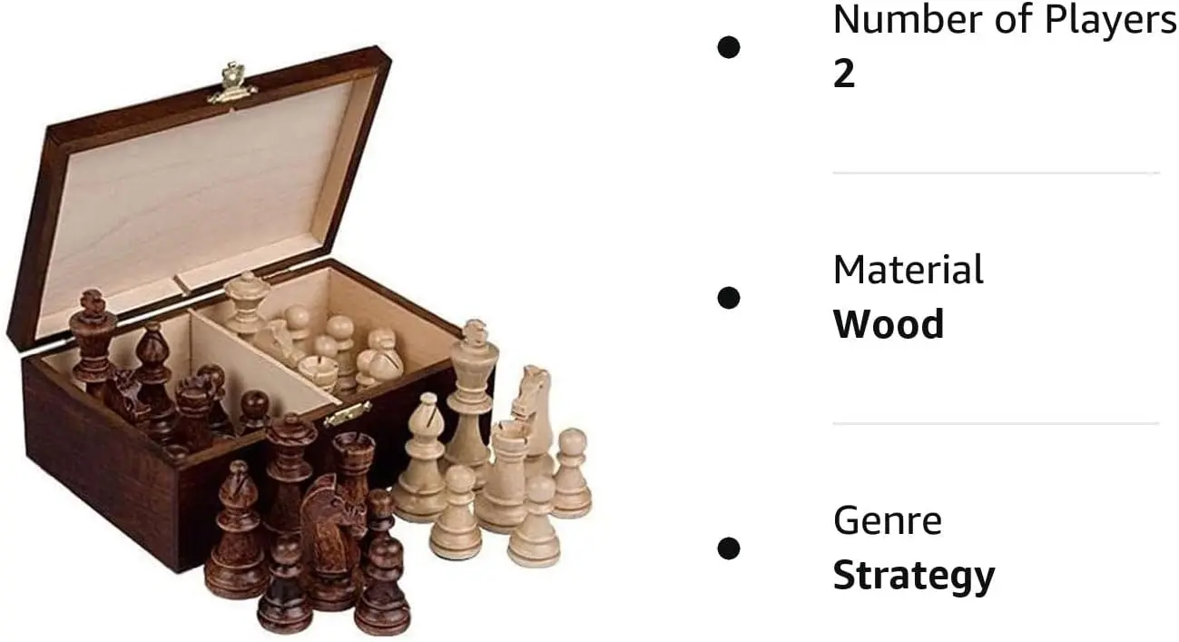 Staunton No. 6 Chess Pieces Wooden Box 10 cm King