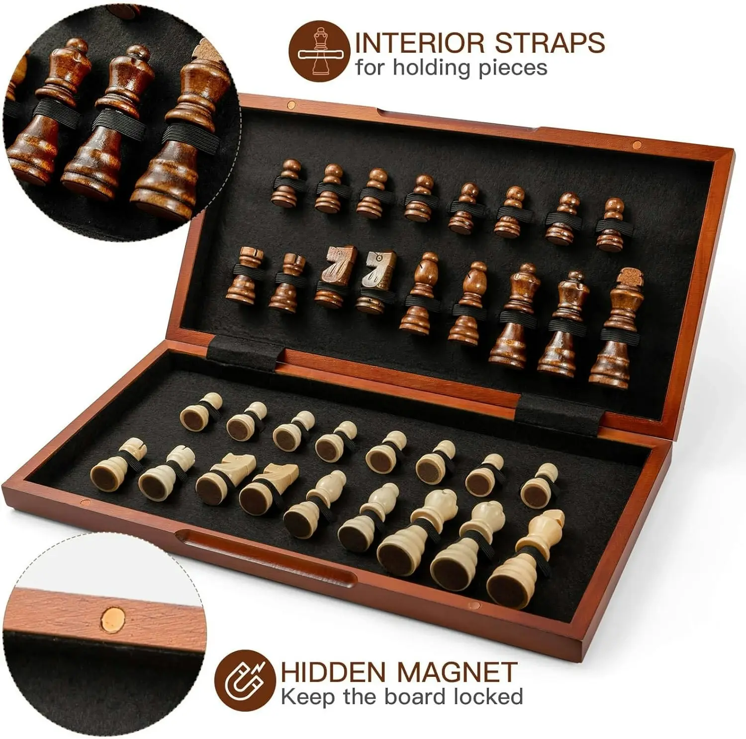 Chess Set Wooden Board Games Kids Adults