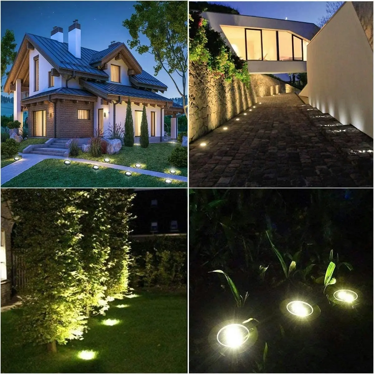 4 Packs Solar Ground Lights, Waterproof Garden Upgraded Outdoor Bright In-Ground Landscape Pathway Yard Deck Lawn Patio Walkway