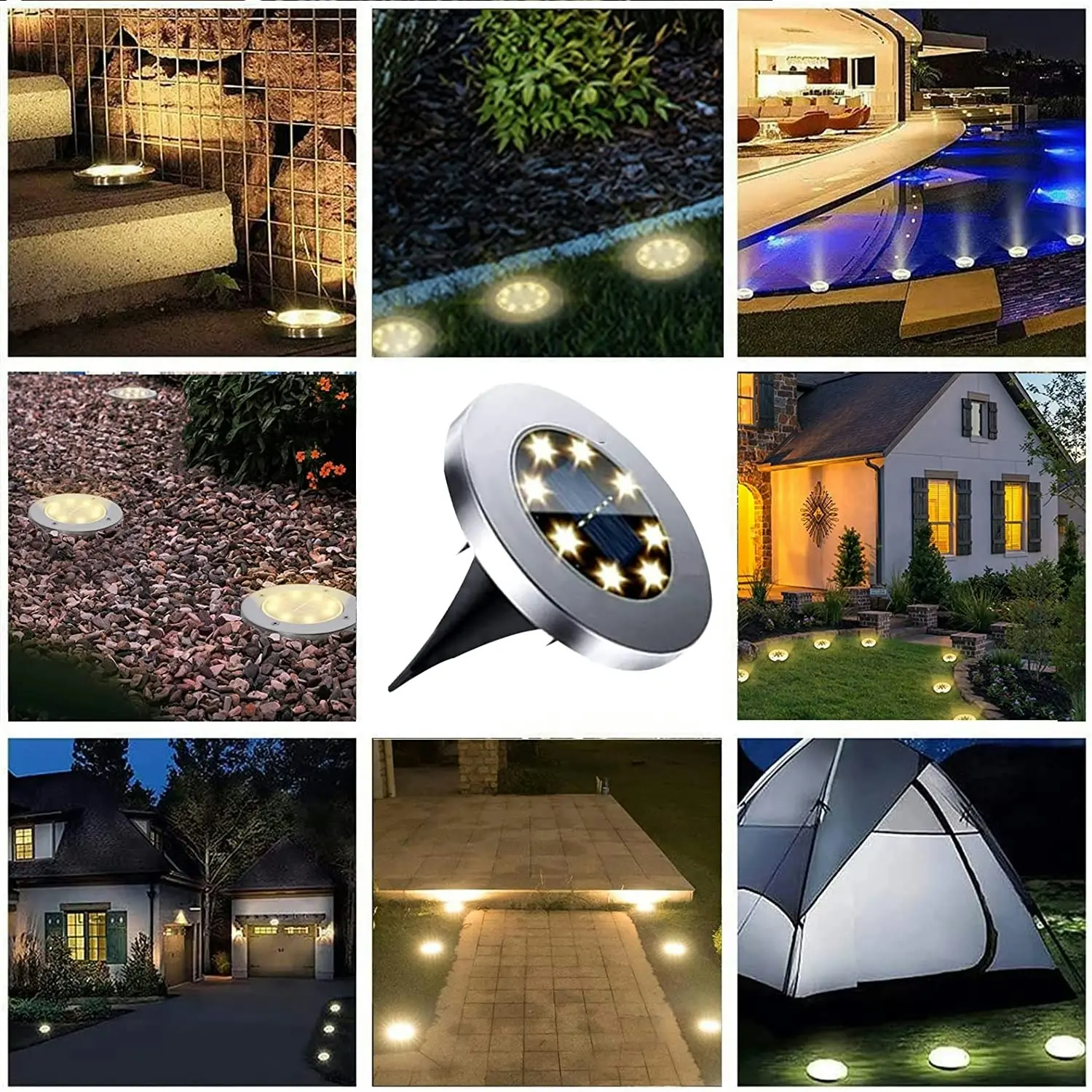 4 Packs Solar Ground Lights, Waterproof Garden Upgraded Outdoor Bright In-Ground Landscape Pathway Yard Deck Lawn Patio Walkway