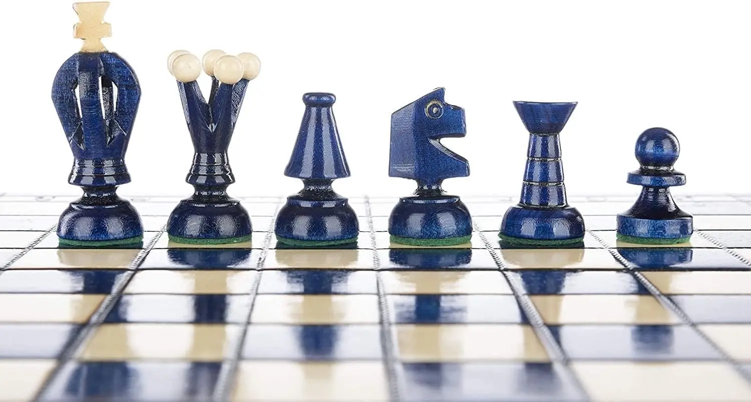 Beautiful Handcrafted Chess Set Gifts (32 cm) Blue