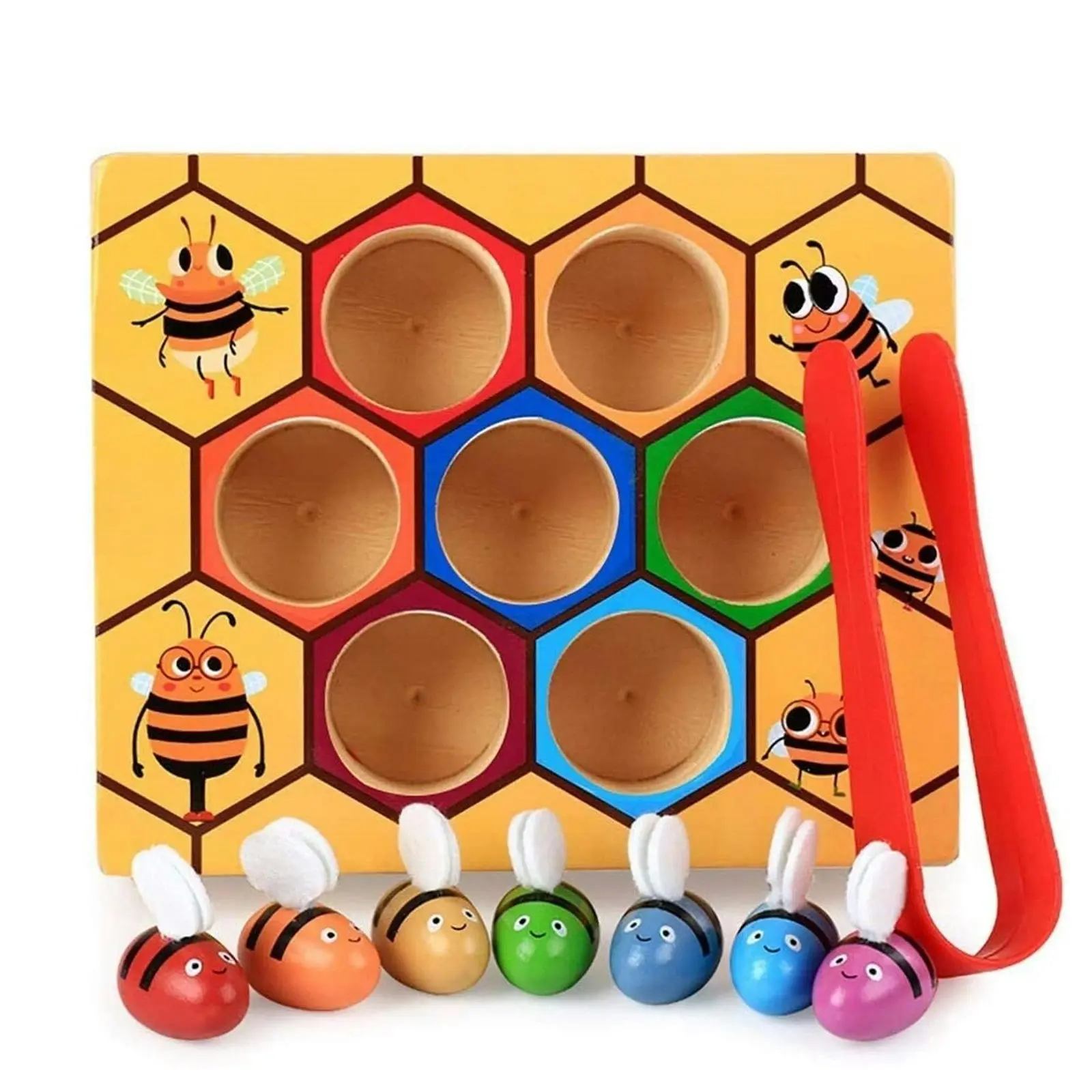 Wooden Bee Toddler Fine Motor Skill Toy - (Montessori Wooden Puzzle Early Learning Preschool Educational Kids)