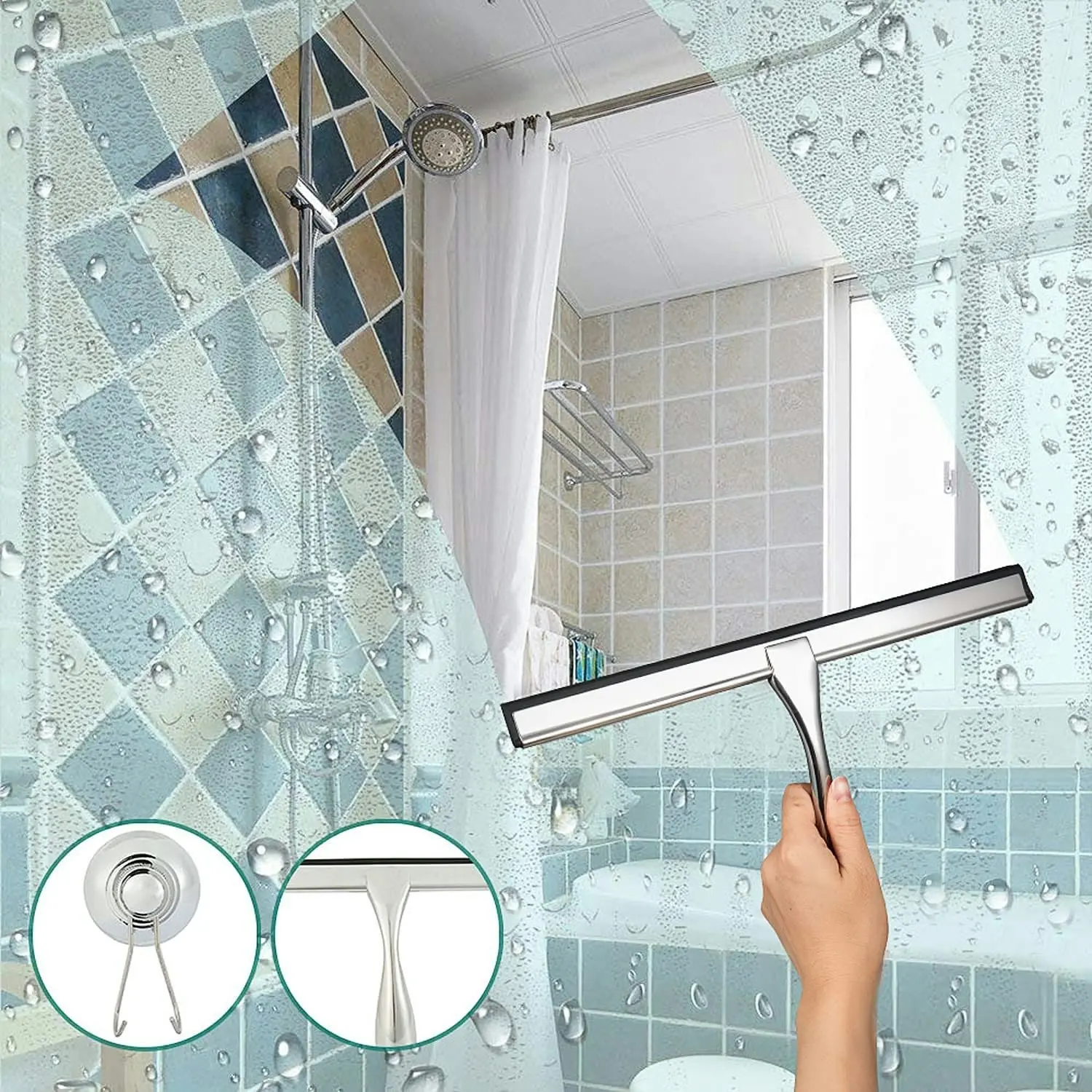 Shower Squeegee with Hook Stainless (32 cm)