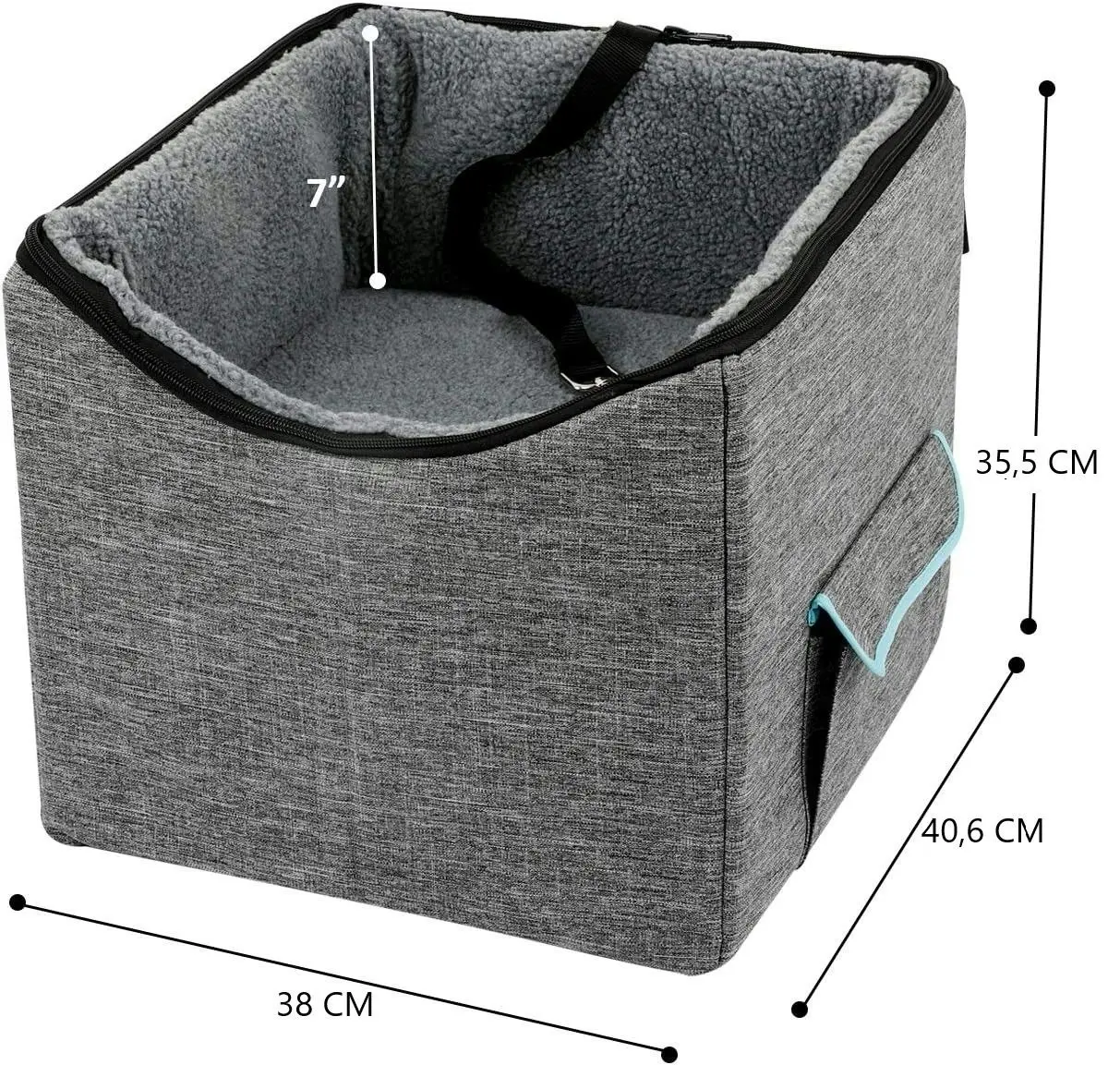 Booster Car Seat with Pet Bed  (Medium, Grey)