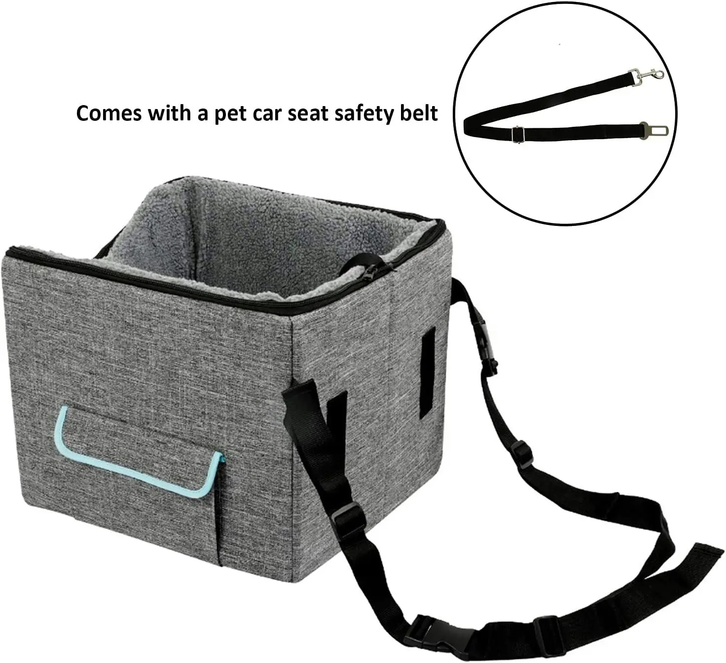 Booster Car Seat with Pet Bed  (Medium, Grey)