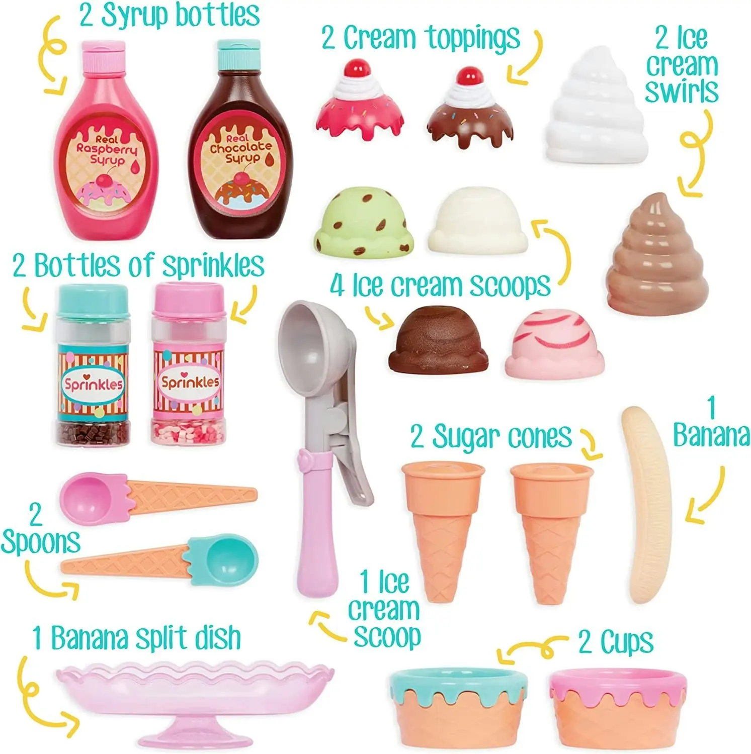 Sweet Treats Ice Cream Parlour Set, 21 Pieces, Toys for kids