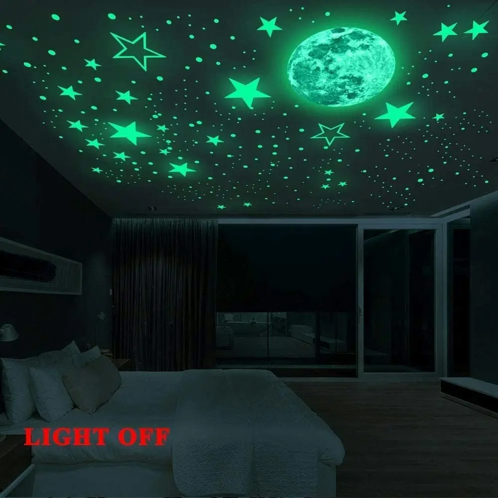 Glow in Dark Stickers 435pcs Luminous Dots Stars Moon DIY Wall Ceiling Decor