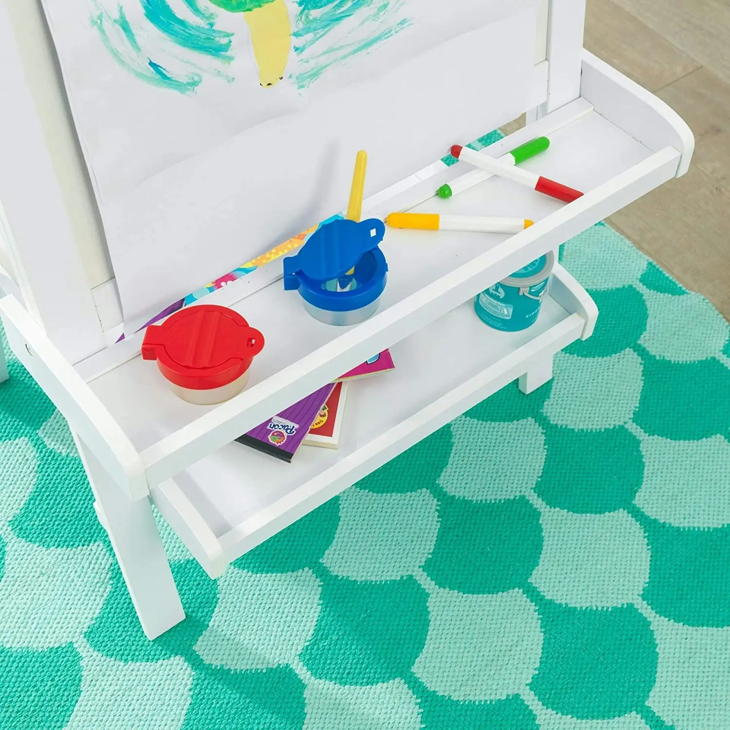 White Deluxe Wood Easel set for kids