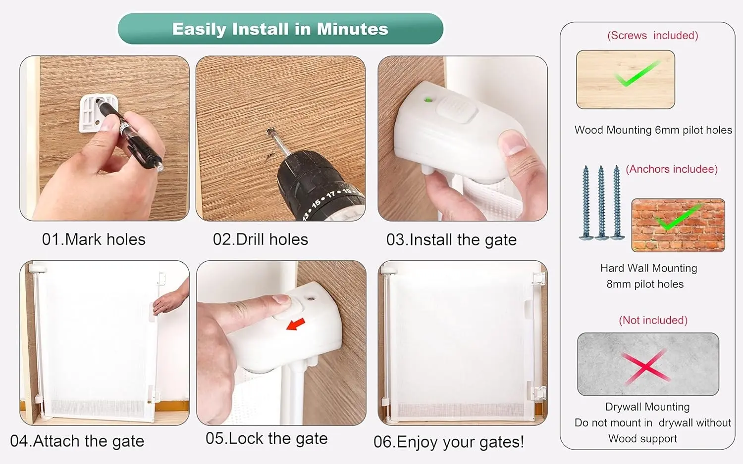 Retractable Safety Gate Baby Dog Extra Wide, Wide Doorways Stairs