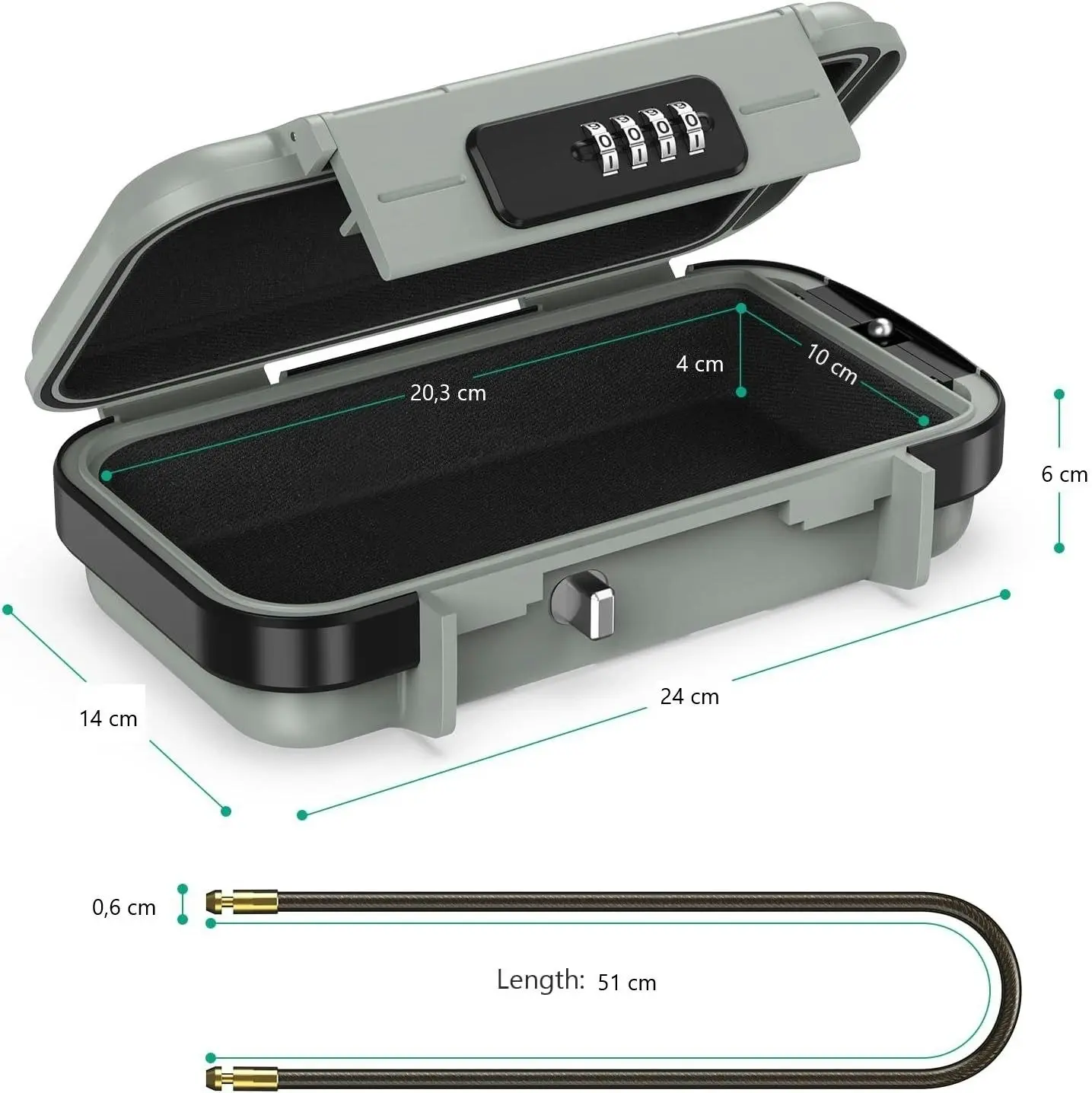 Secure Portable Lock Box: 4 Digit Combination Keys, Long Shackle, Travel Safe