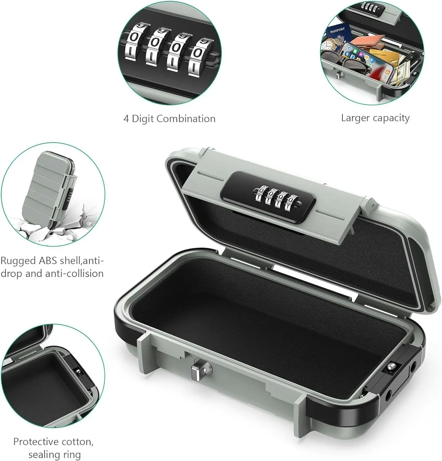 Secure Portable Lock Box: 4 Digit Combination Keys, Long Shackle, Travel Safe