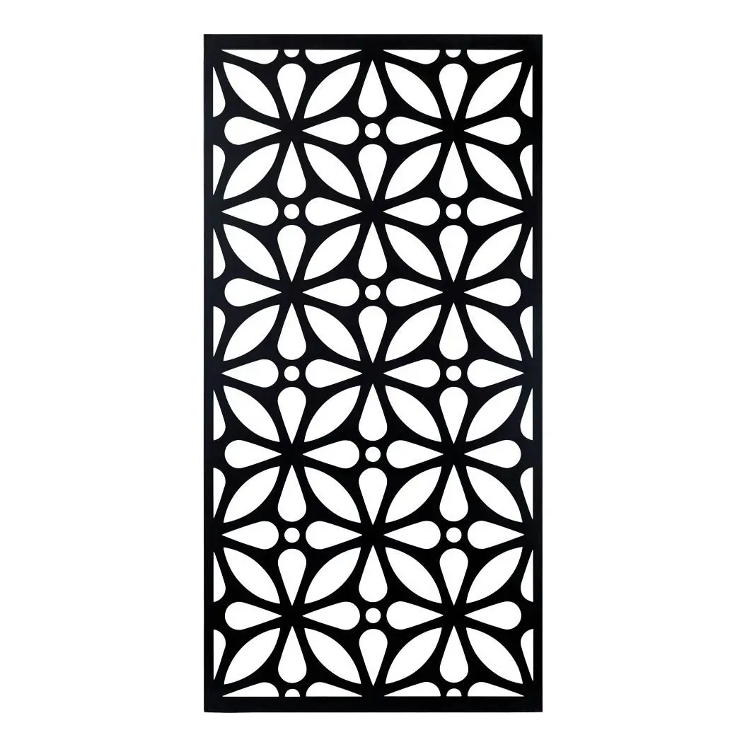 Painted Decorative Screen Floral Black 600x1200mm