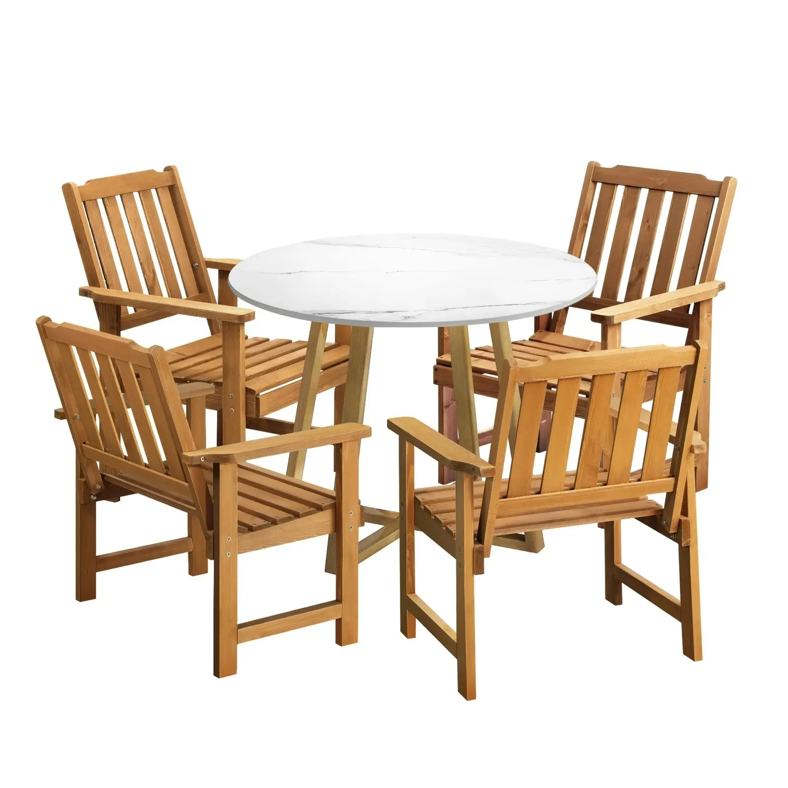 Livsip Outdoor Patio Set Solid Wood Chair and Table 5PC Furniture Dining Setting