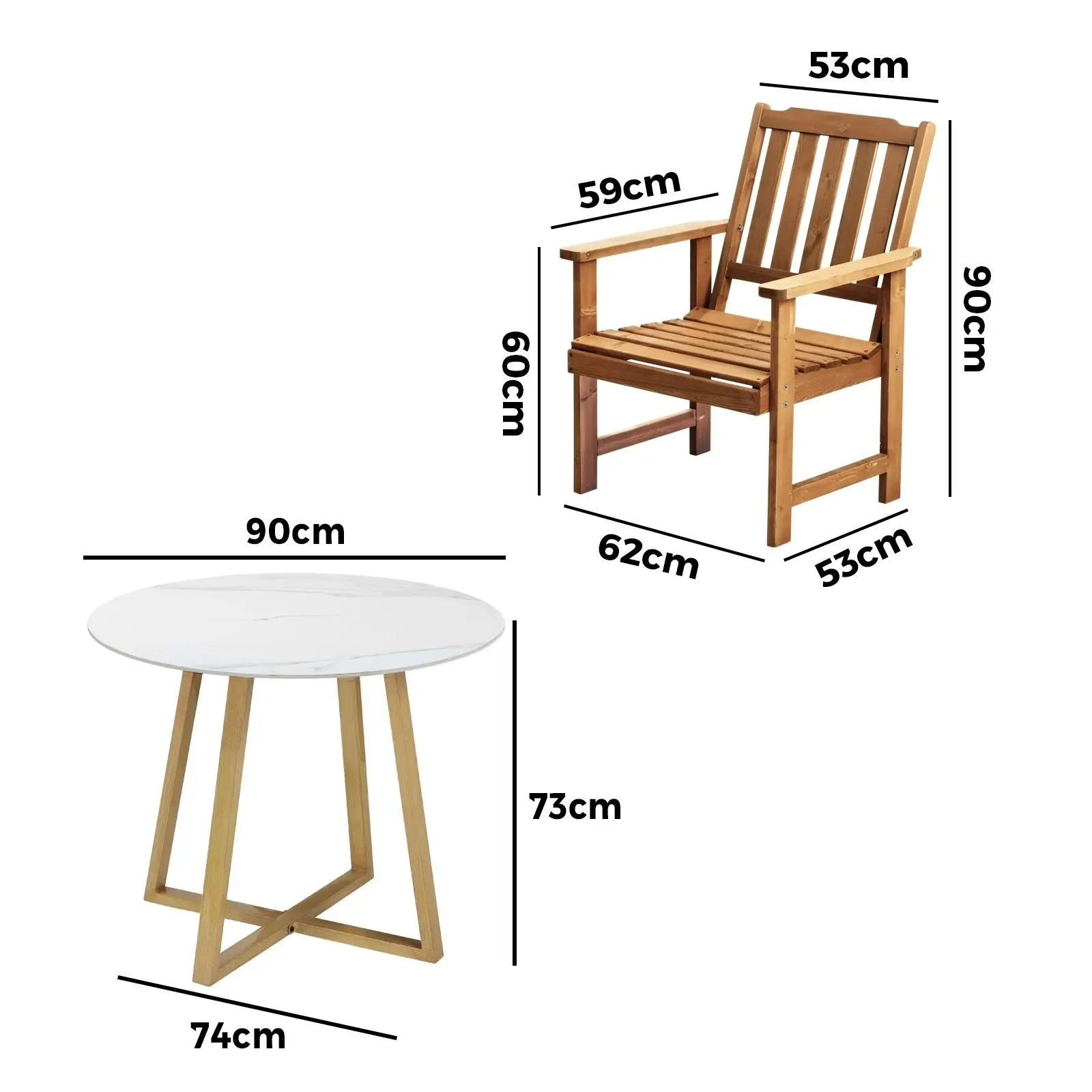 Livsip Outdoor Patio Set Solid Wood Chair and Table 5PC Furniture Dining Setting