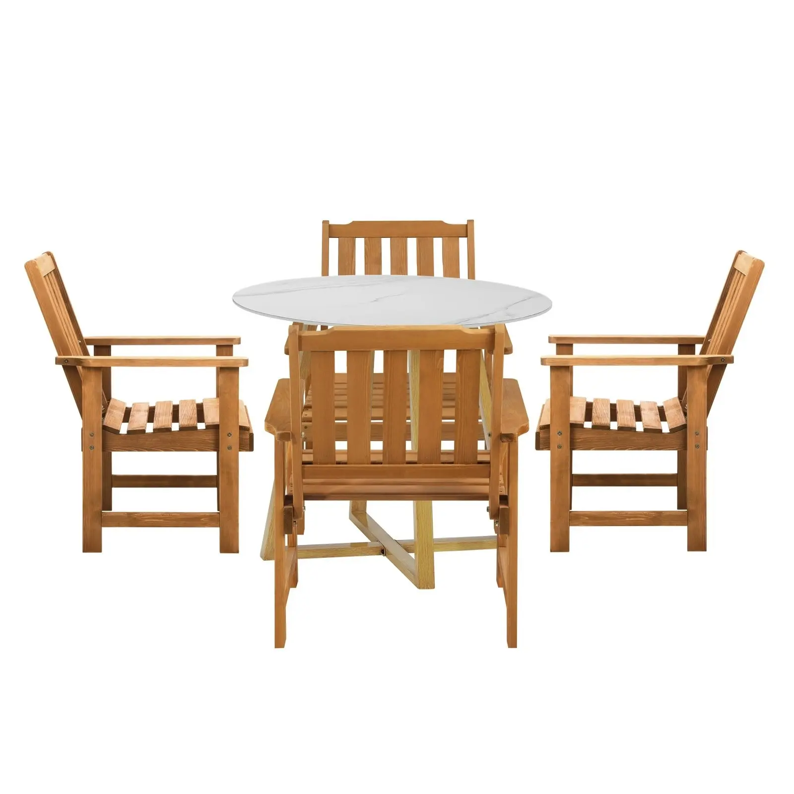 Livsip Outdoor Patio Set Solid Wood Chair and Table 5PC Furniture Dining Setting